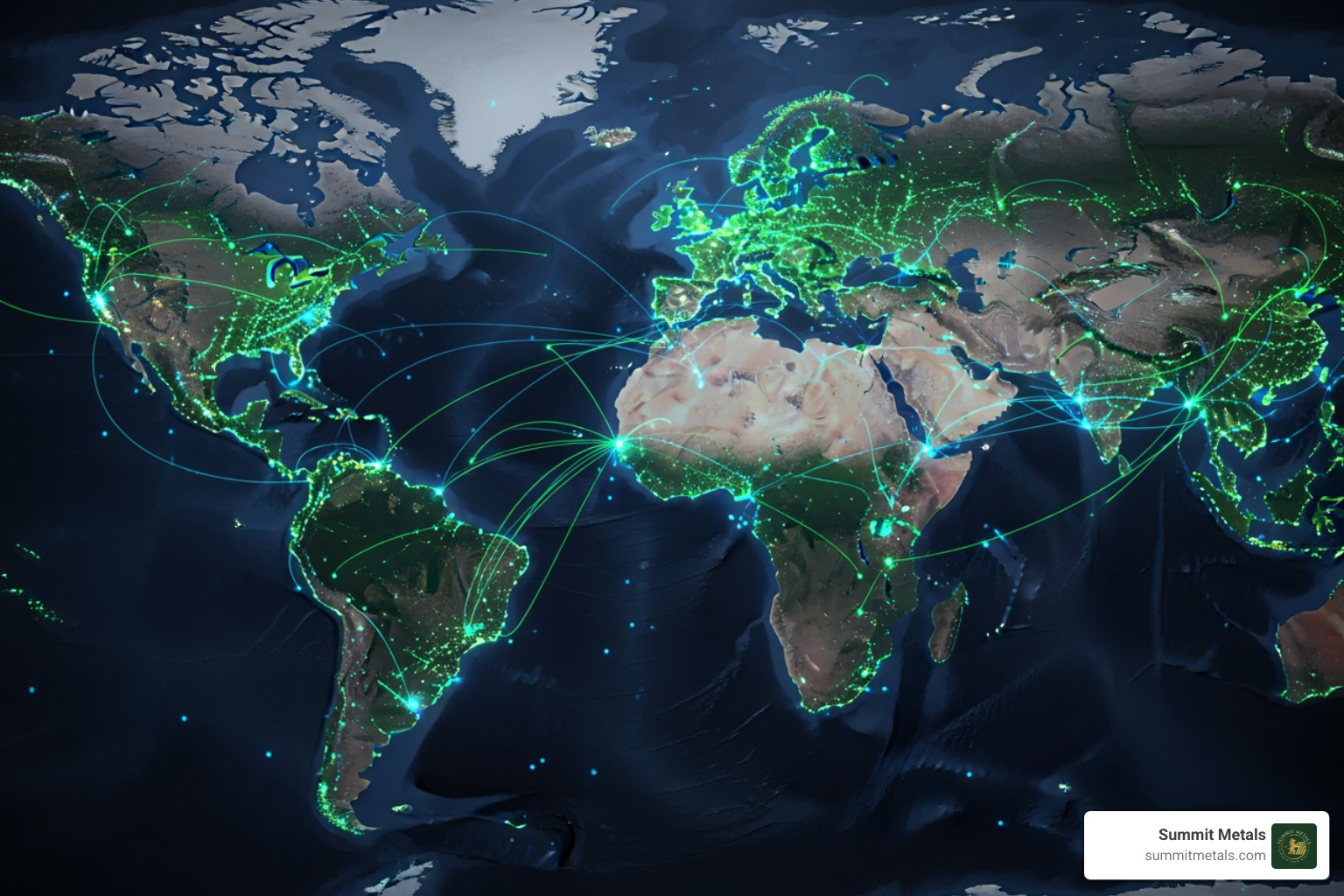 world map with interconnected financial hubs - Real-time precious metal prices