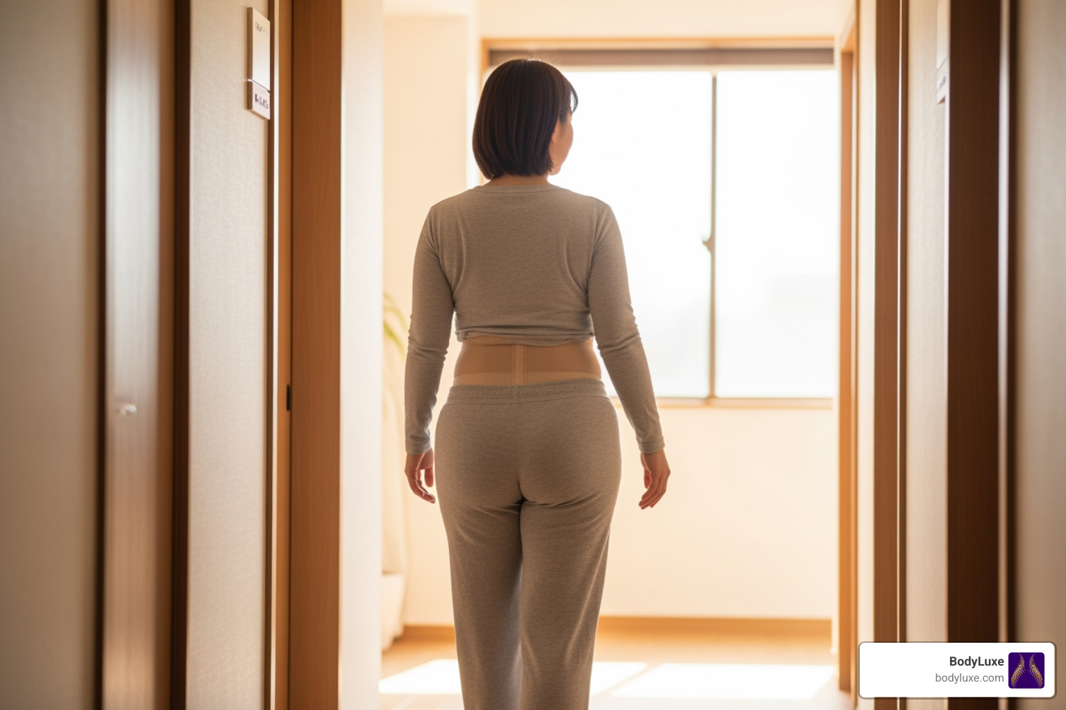 Patient engaging in light walking post-BBL - bbl recovery time Patient engaging in light walking post-BBL - bbl recovery time