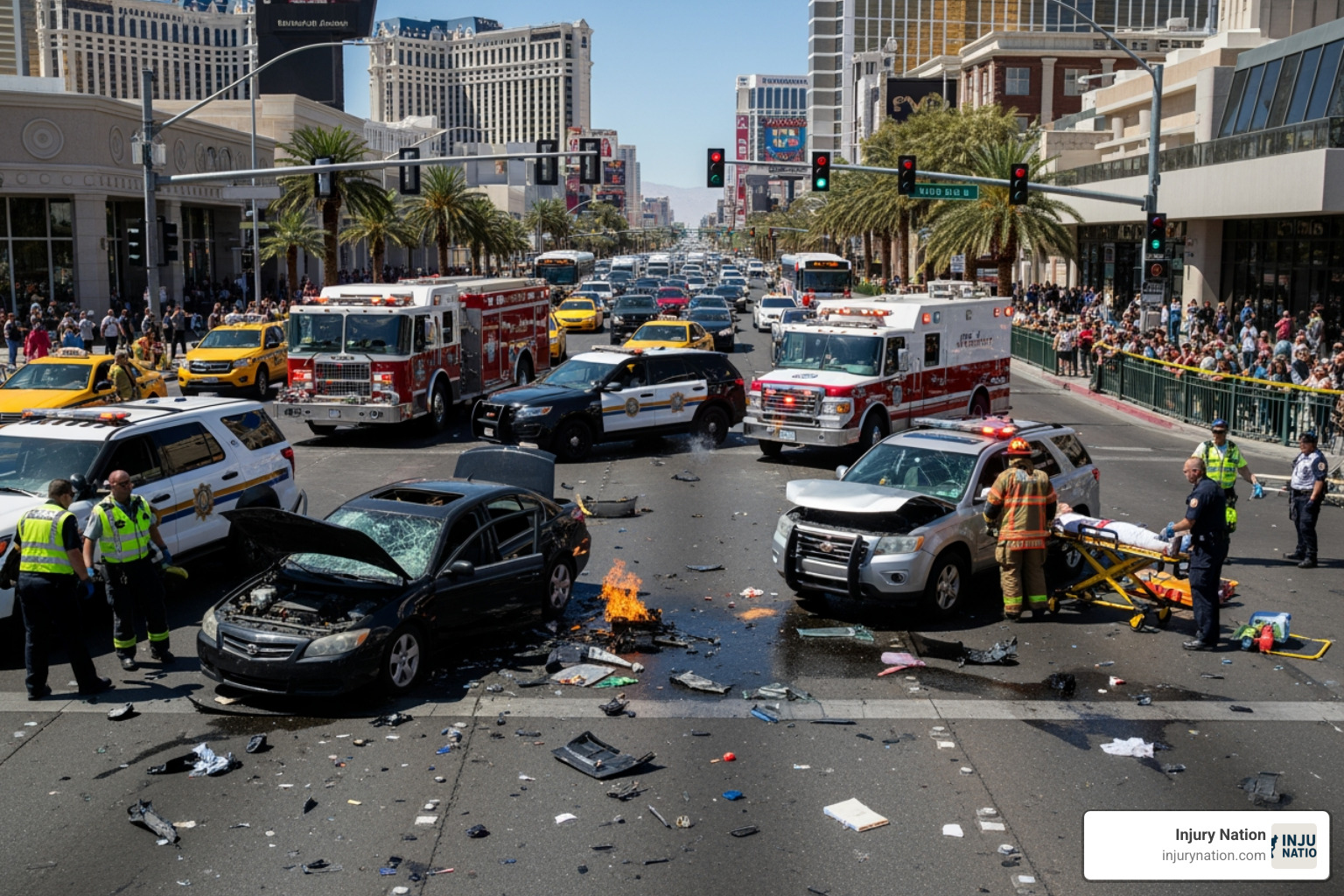 Car accident scene on a Las Vegas street - Las Vegas accident law firms