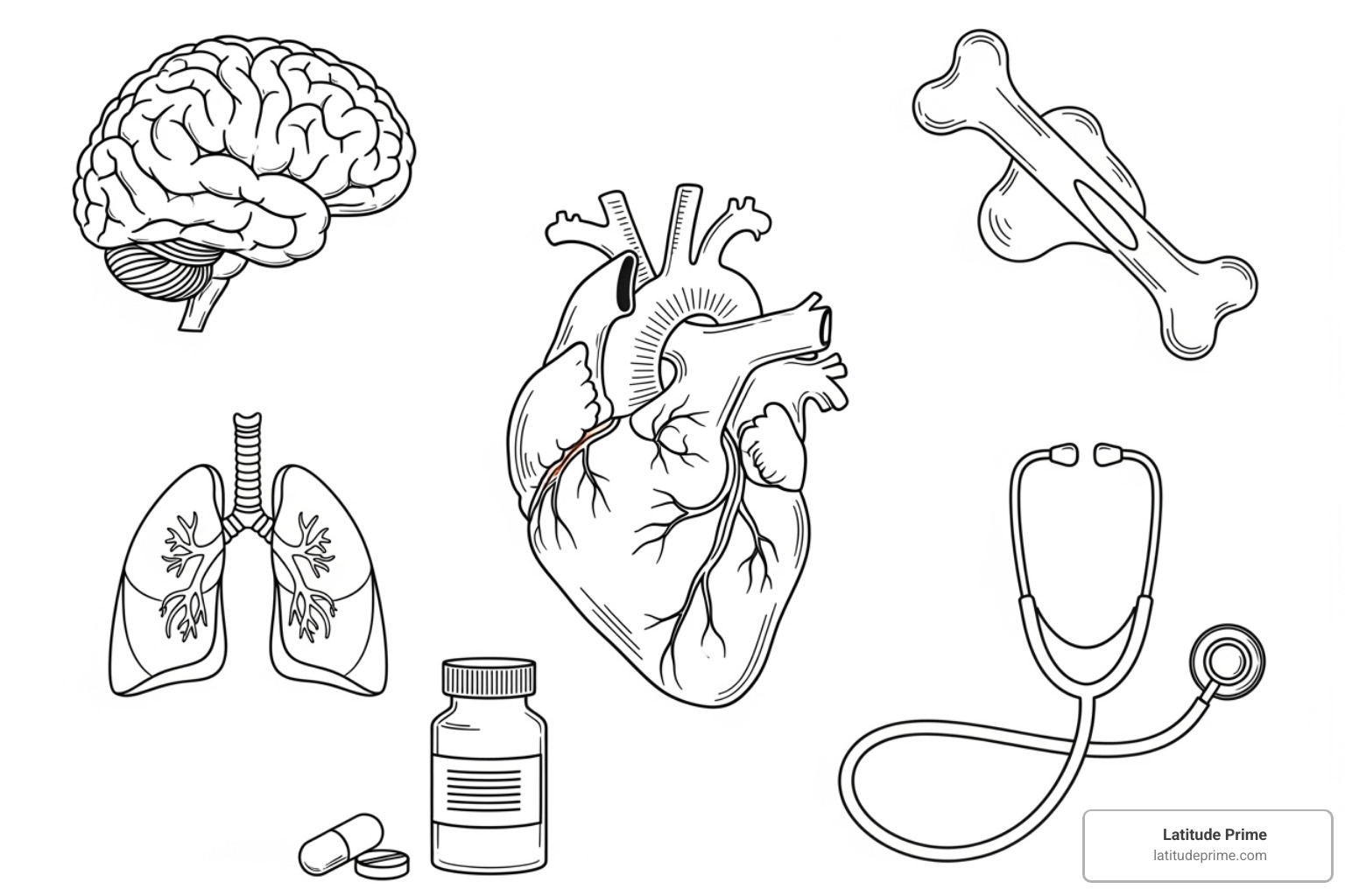 icons representing different medical categories - English to Spanish medical