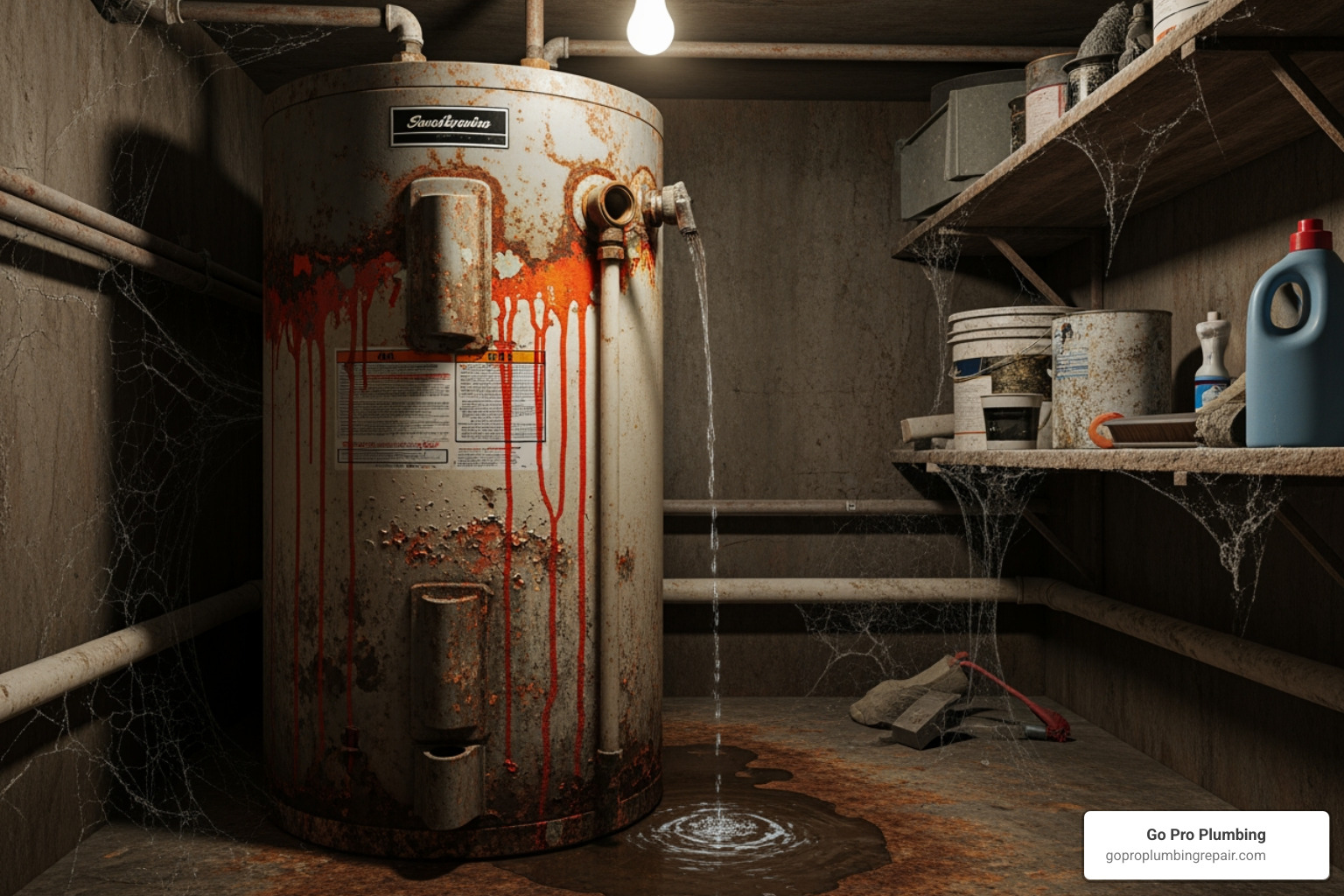 Leaking and rusty old water heater in a utility closet - cost of a hot water tank installed Leaking and rusty old water heater in a utility closet - cost of a hot water tank installed