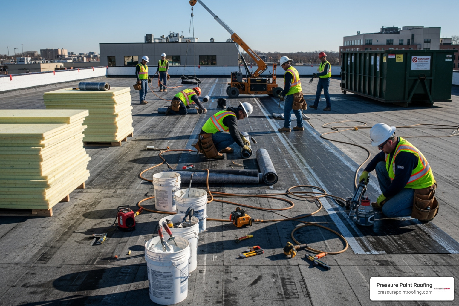 clean and organized commercial roofing worksite - commercial roofing services in medford, or