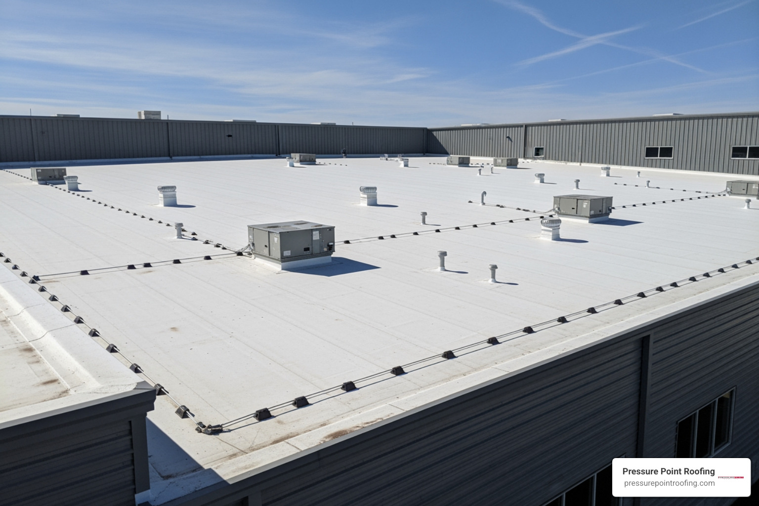 large, white TPO commercial roof - commercial roofing services in medford, or