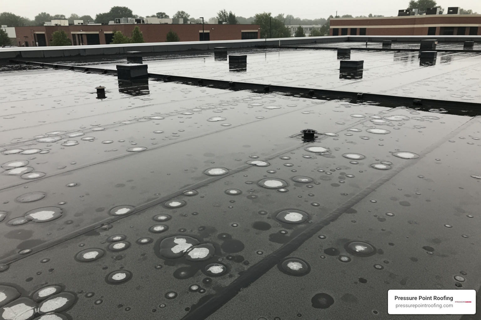 commercial roof showing signs of blistering and ponding water - commercial roof inspection in central point, or commercial roof showing signs of blistering and ponding water - commercial roof inspection in central point, or