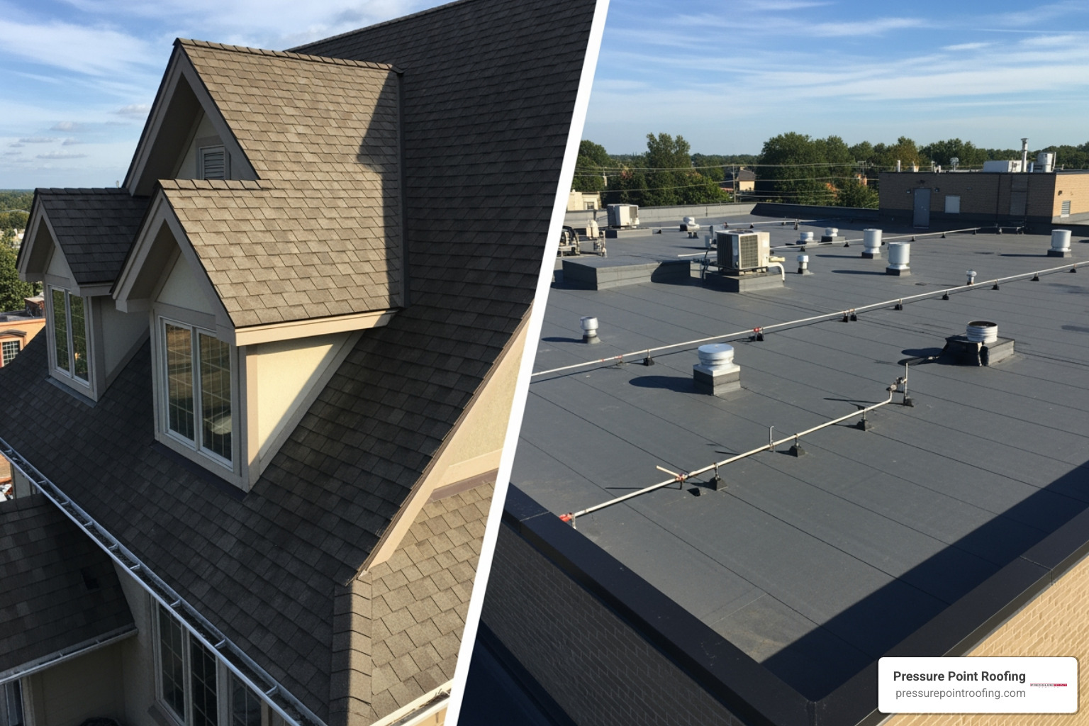 Infographic showing the key differences between commercial and residential roofing - commercial roofing in klamath falls, or Infographic showing the key differences between commercial and residential roofing - commercial roofing in klamath falls, or