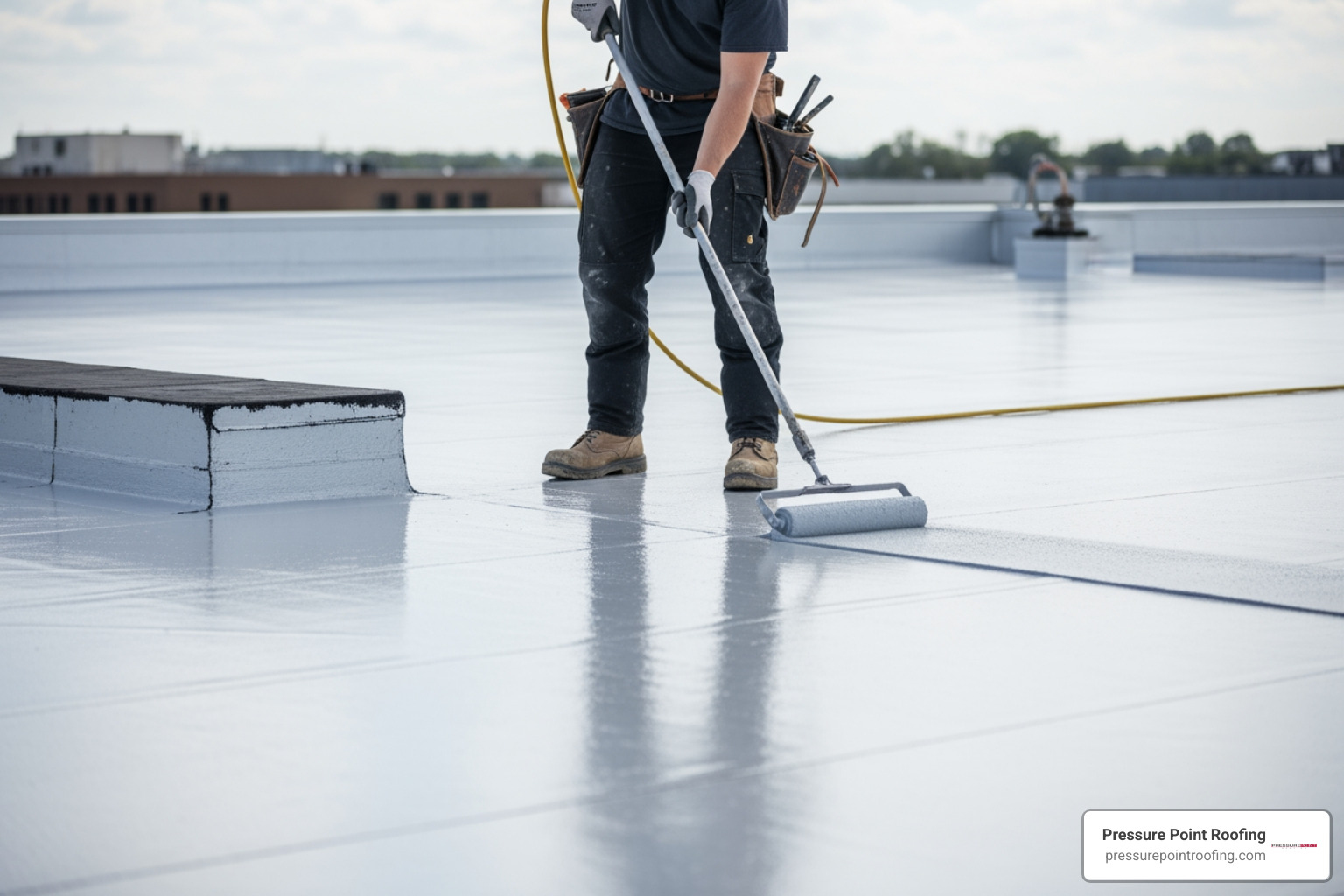 contractor applying different types of roof coatings - commercial roof coating contractors