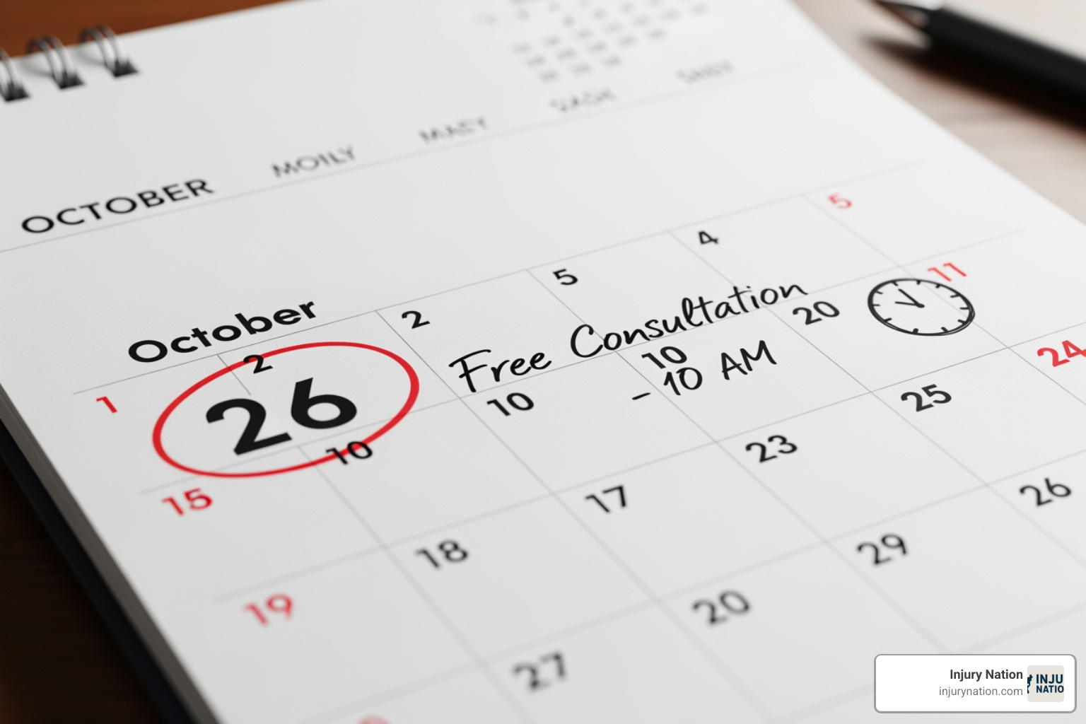 calendar with free consultation appointment - free injury consultation