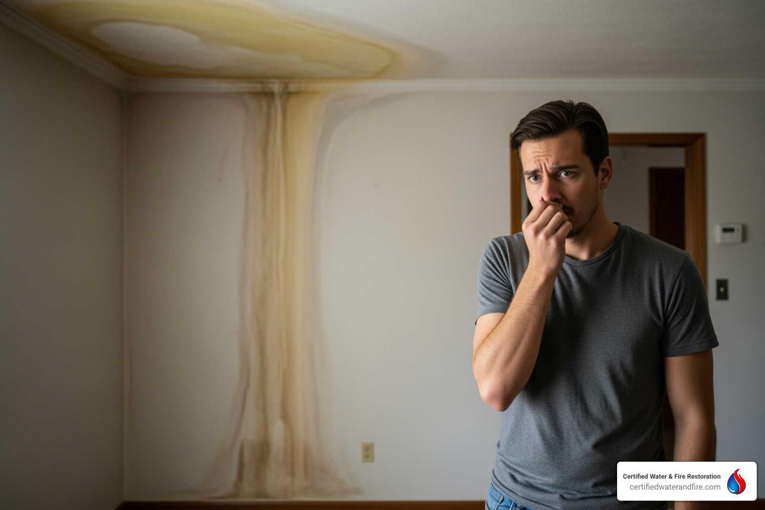 restoration professional using an infrared camera - water damage smell removal