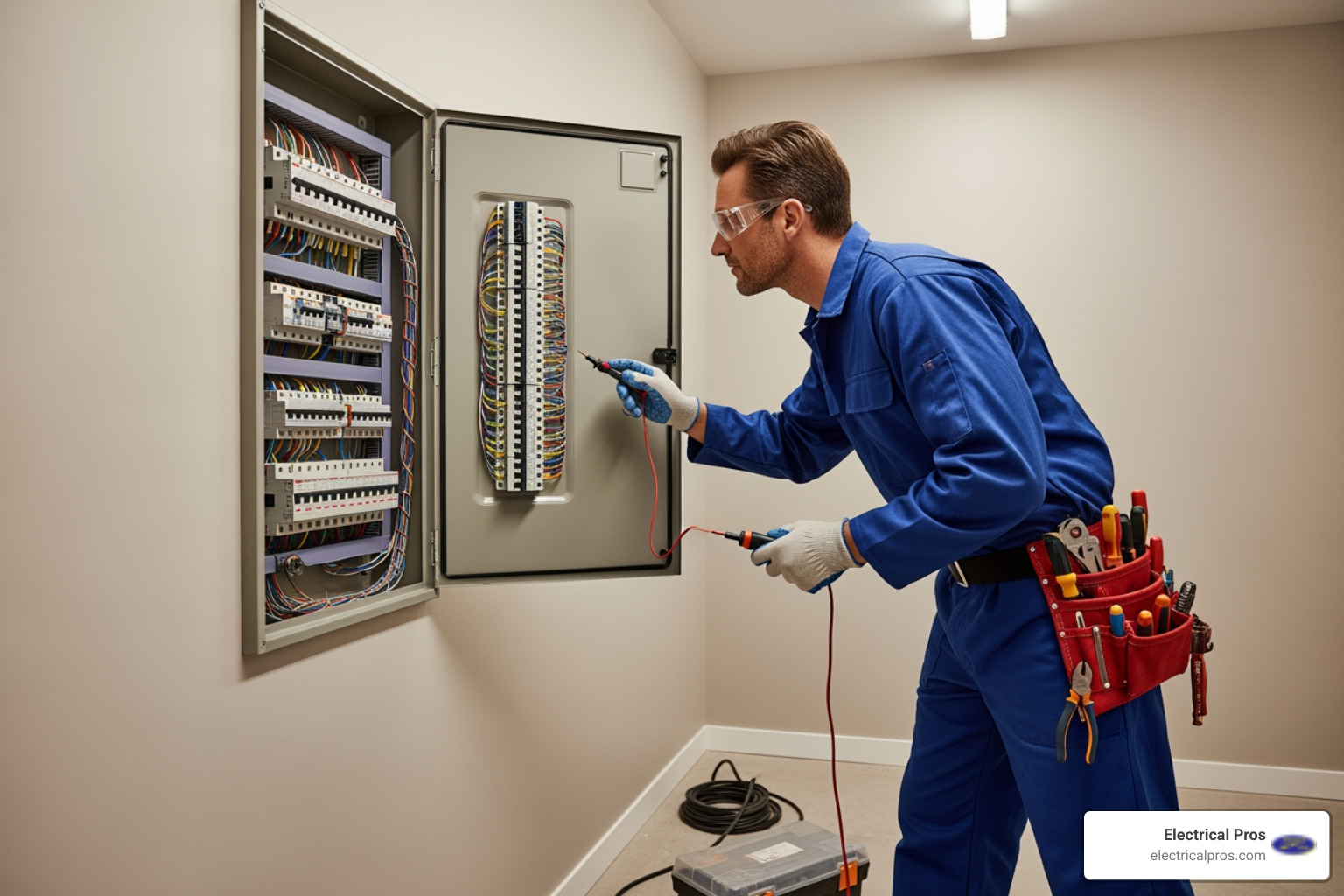 professional electrician inspecting an electrical panel - electrical troubleshooting and repairs in dacula, ga