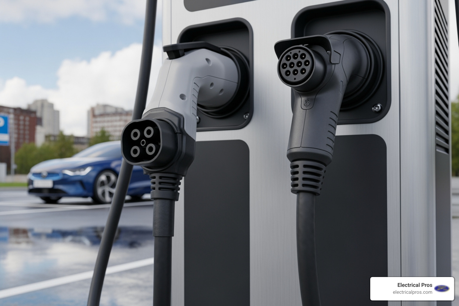 a DC Fast Charger with CCS and CHAdeMO plugs - ev charging stations in dacula, ga