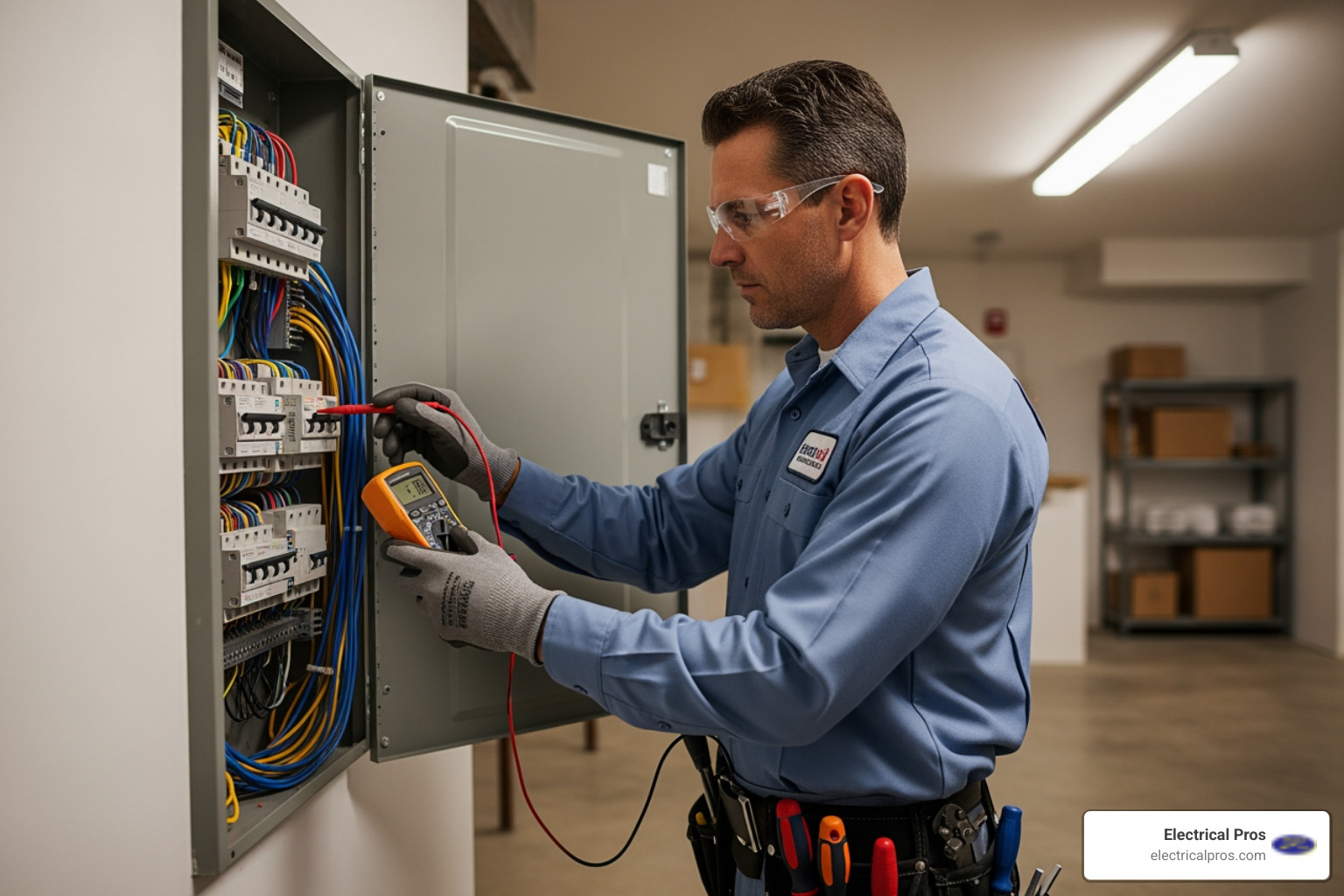 A licensed electrician inspecting a home's electrical panel - home ev charging stations in buford, ga A licensed electrician inspecting a home's electrical panel - home ev charging stations in buford, ga