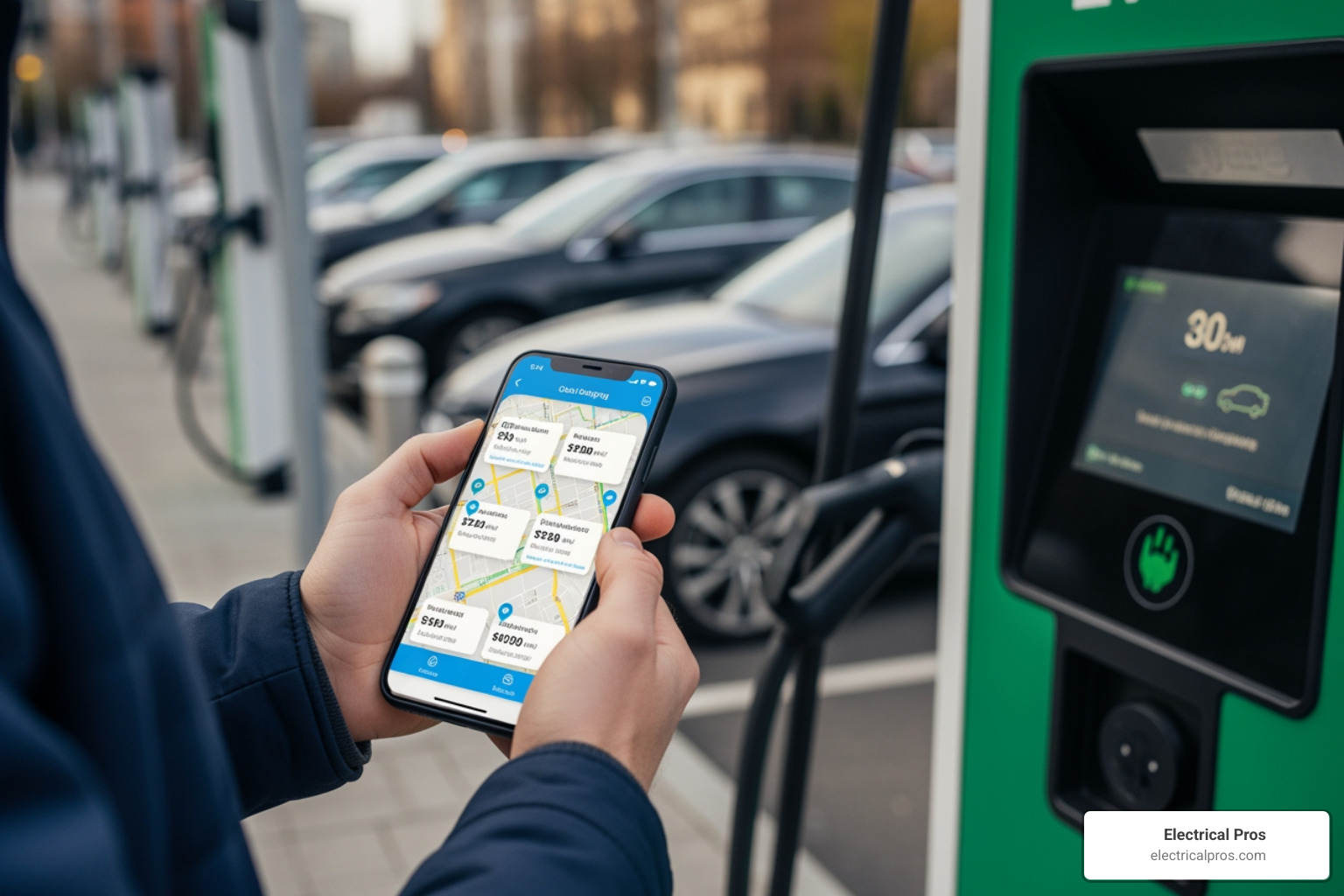 person using a smartphone app to check charging prices - affordable ev charging stations in braselton, ga person using a smartphone app to check charging prices - affordable ev charging stations in braselton, ga