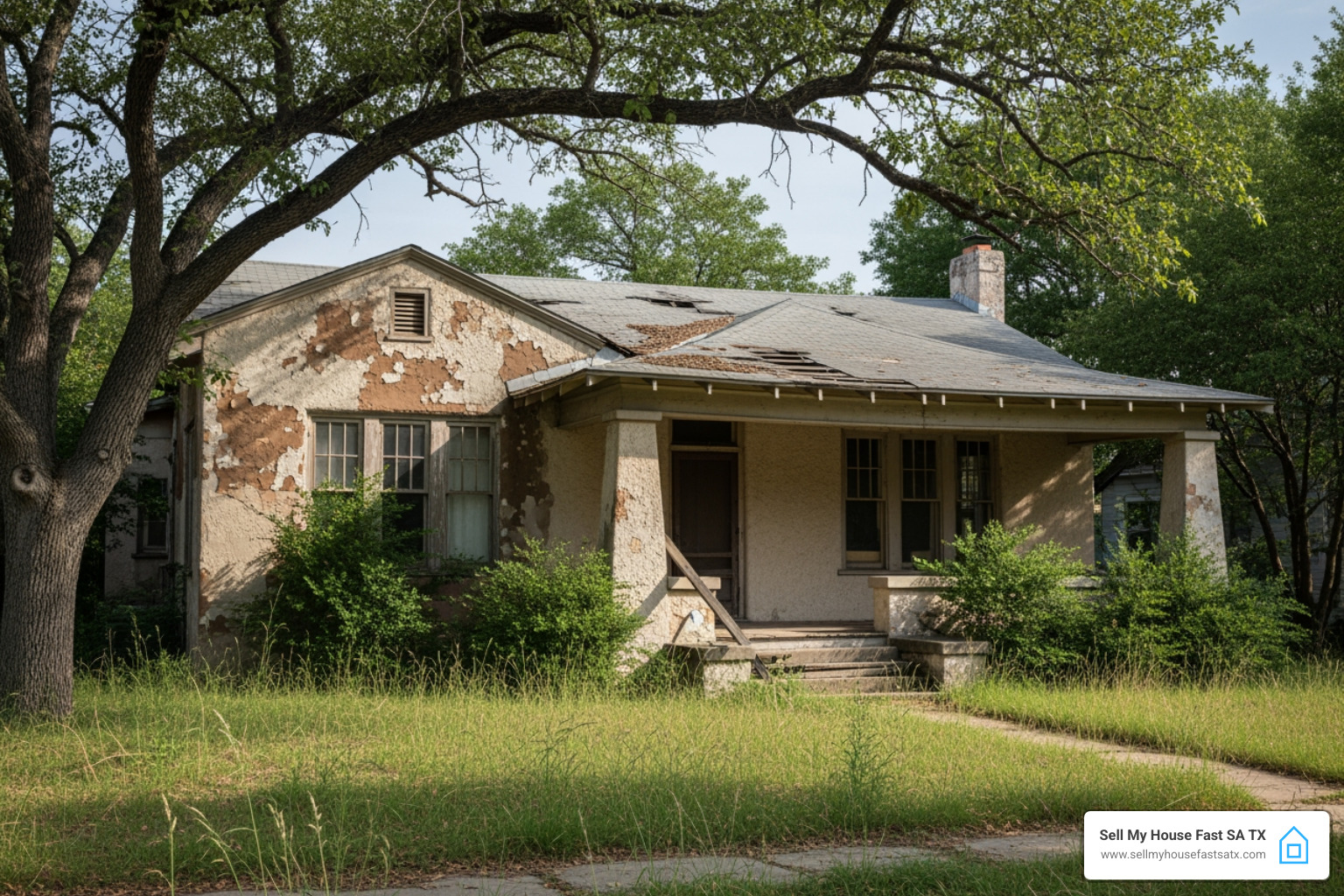 Distressed-looking house in San Antonio, TX - prayer to sell house