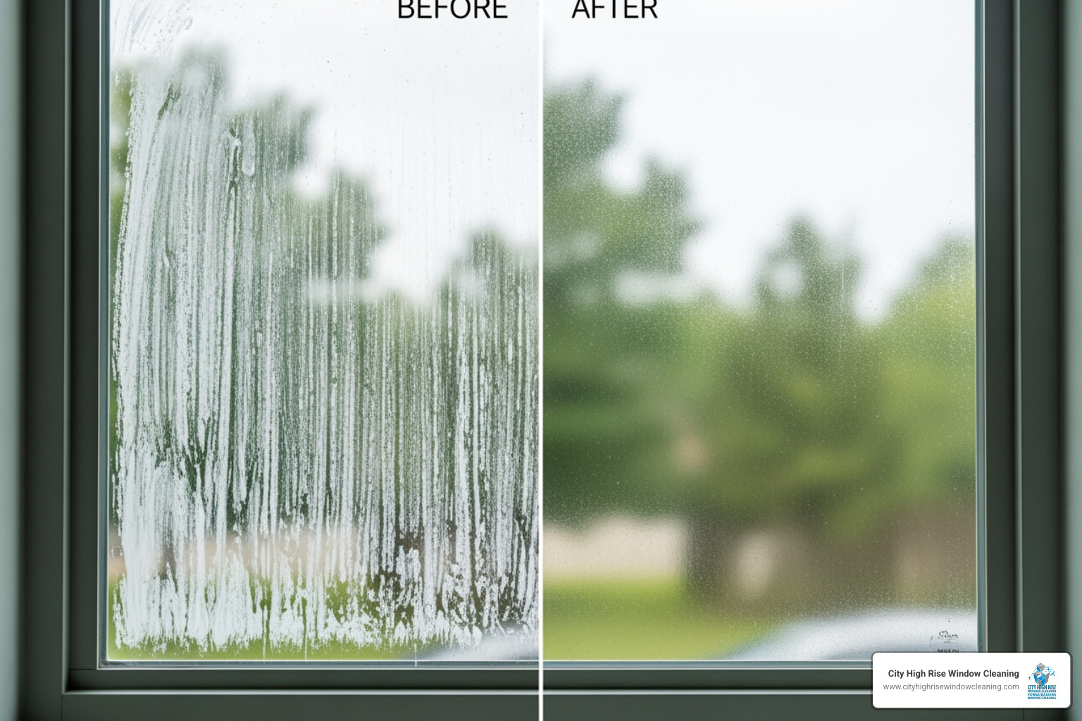 a window before and after hard water stain removal - greater westchester window cleaning a window before and after hard water stain removal - greater westchester window cleaning