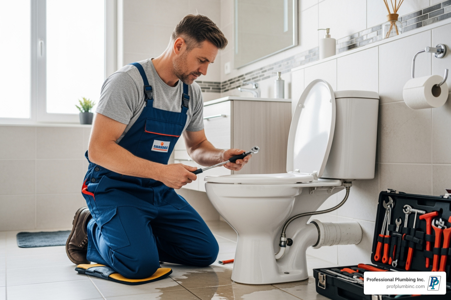 plumber professionally fixing a toilet in a residential bathroom - cost to fix running toilet