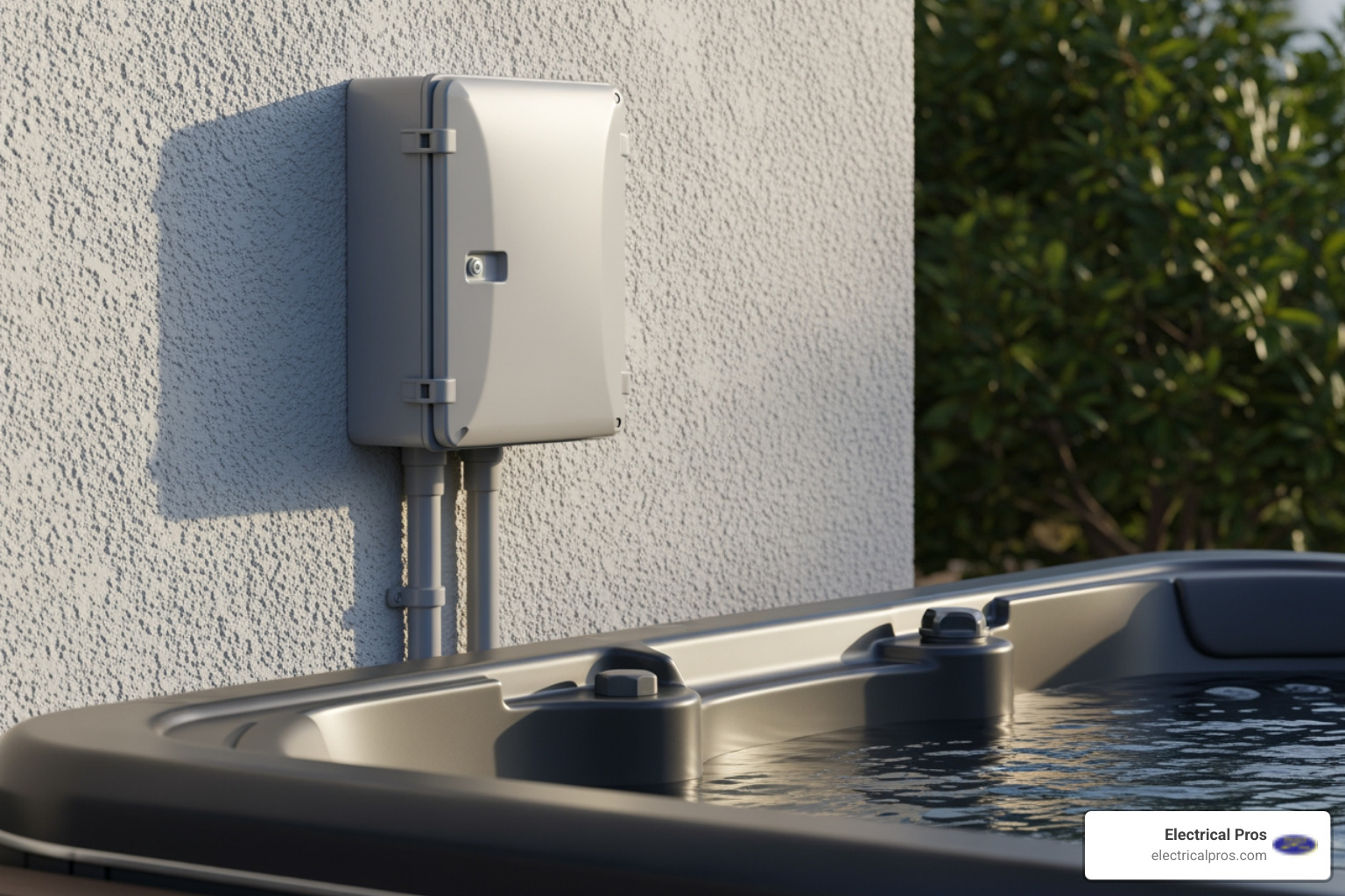 properly installed, weatherproof outdoor electrical disconnect box near a spa - hot tub and spa circuits in auburn, ga properly installed, weatherproof outdoor electrical disconnect box near a spa - hot tub and spa circuits in auburn, ga