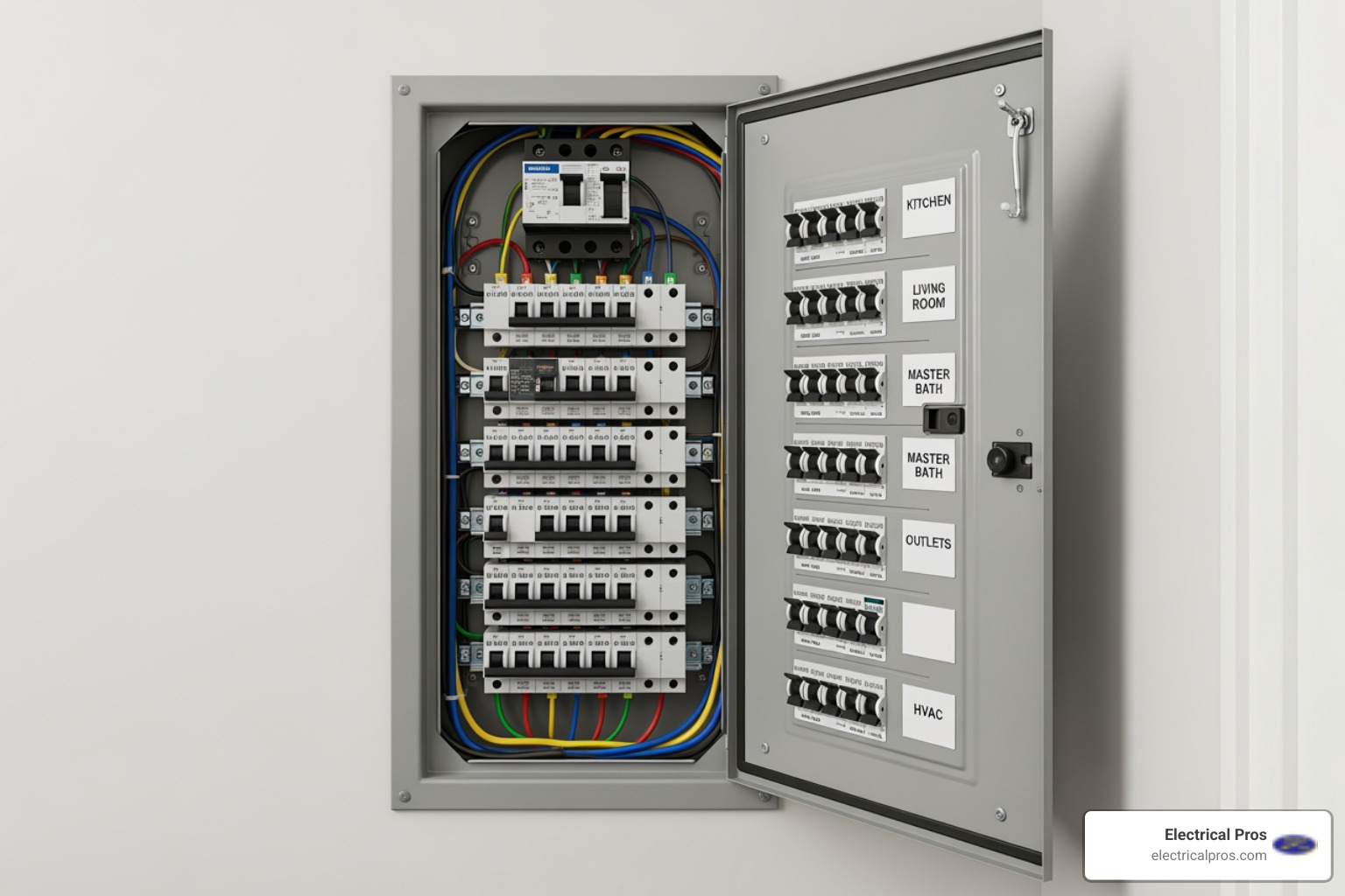 modern safe electrical panel with clearly labeled circuits - electrical troubleshooting and repairs in winder, ga