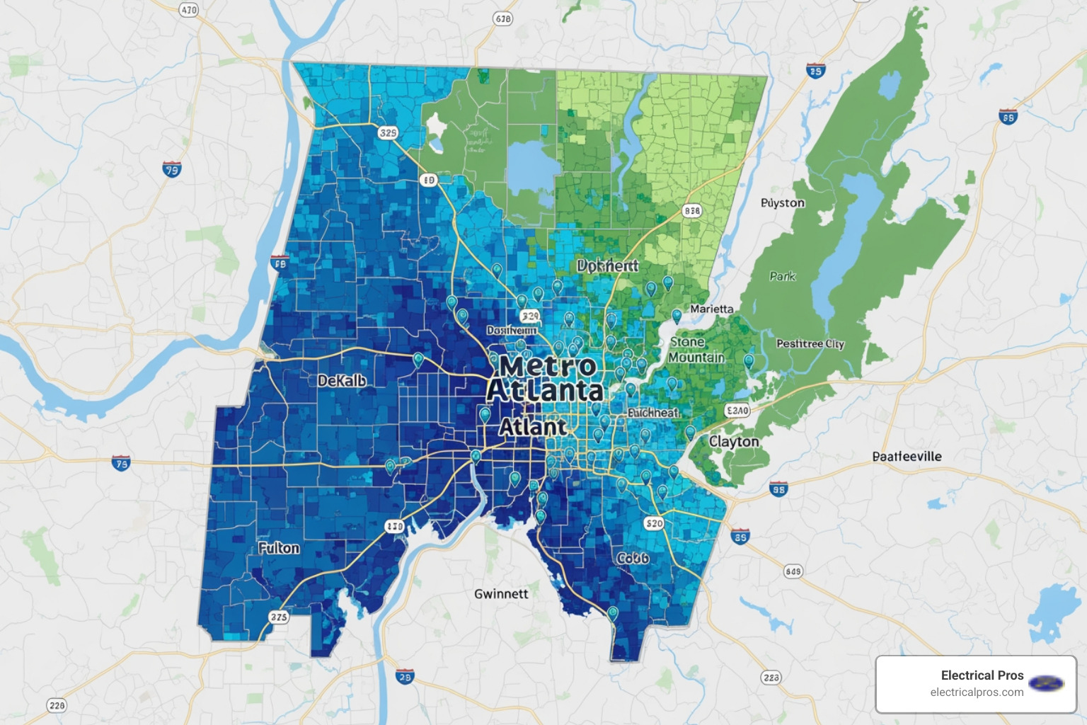 map highlighting EV charging density in the Metro Atlanta area - ev charging stations in suwanee, ga map highlighting EV charging density in the Metro Atlanta area - ev charging stations in suwanee, ga