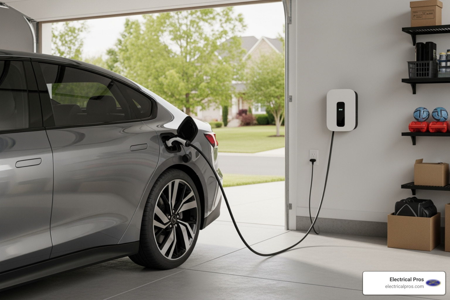 home EV charger connected to a car - affordable ev charging stations in winder, ga