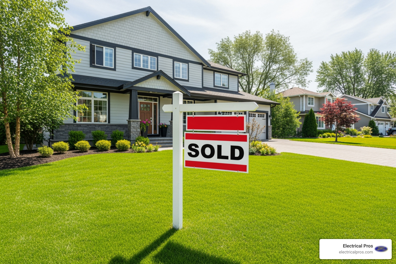 sold sign in front of a house in the Oakwood area - home electrical inspections in oakwood, ga