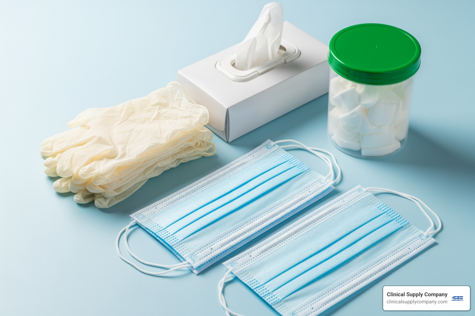 a collection of high-quality dental supplies including gloves, masks, and surface wipes - high quality dental supplies