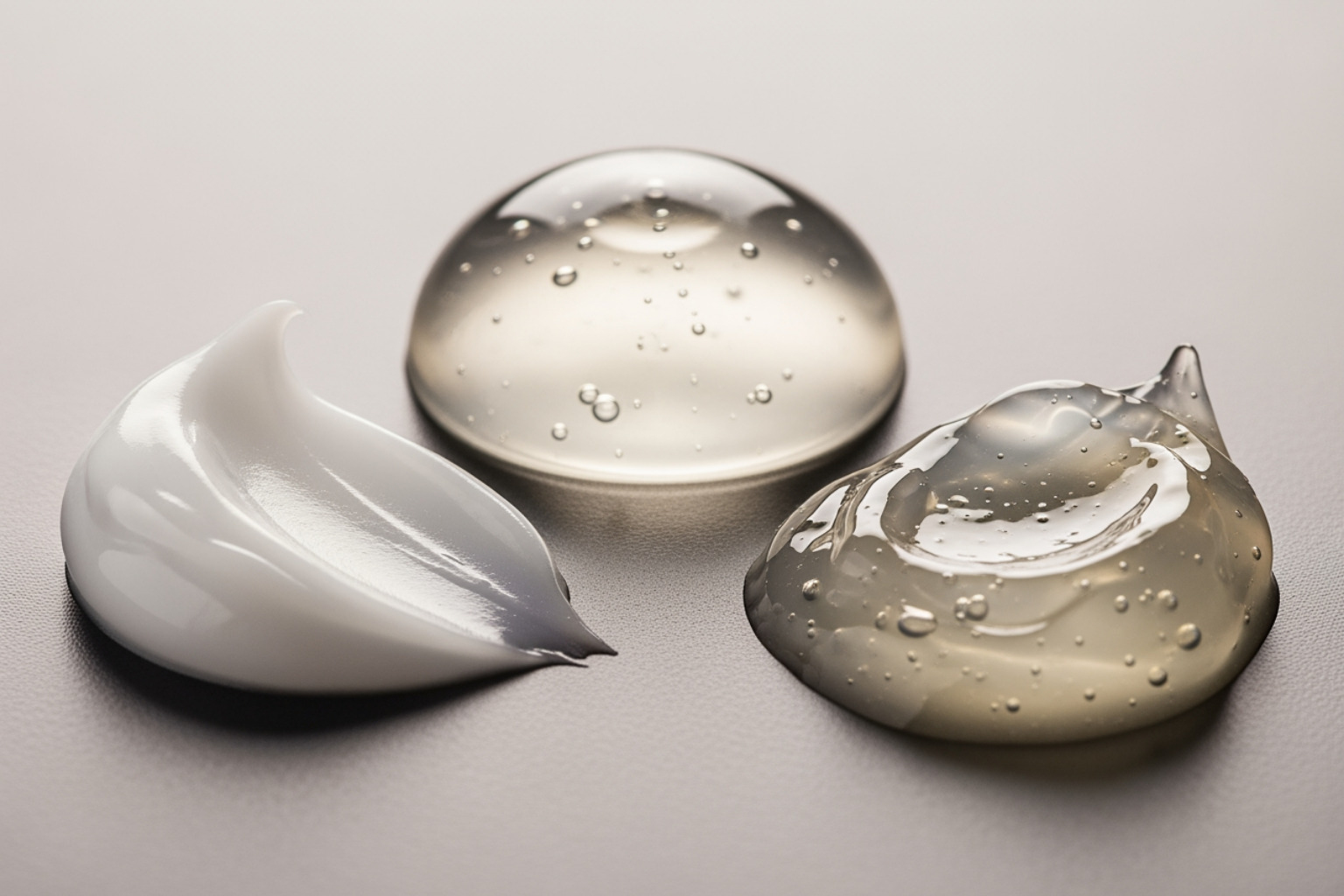 Image showing textures of menthol muscle rub cream, gel, and ointment - menthol muscle rub