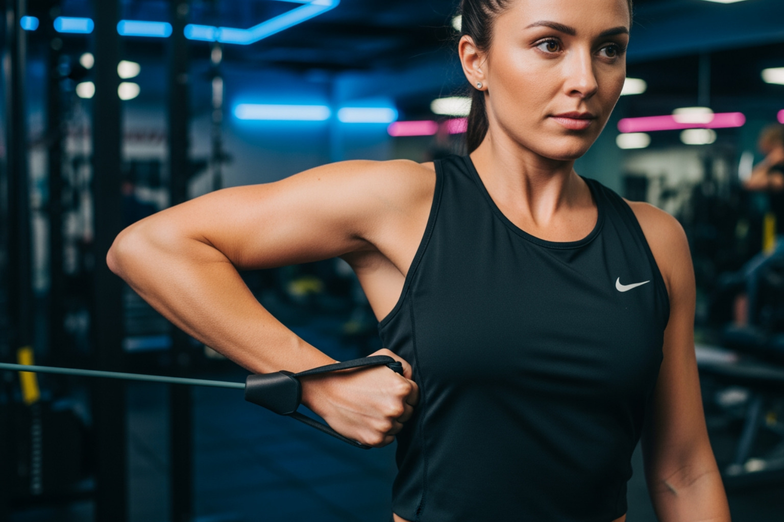 person using a resistance band for external rotation - shoulder recovery workout