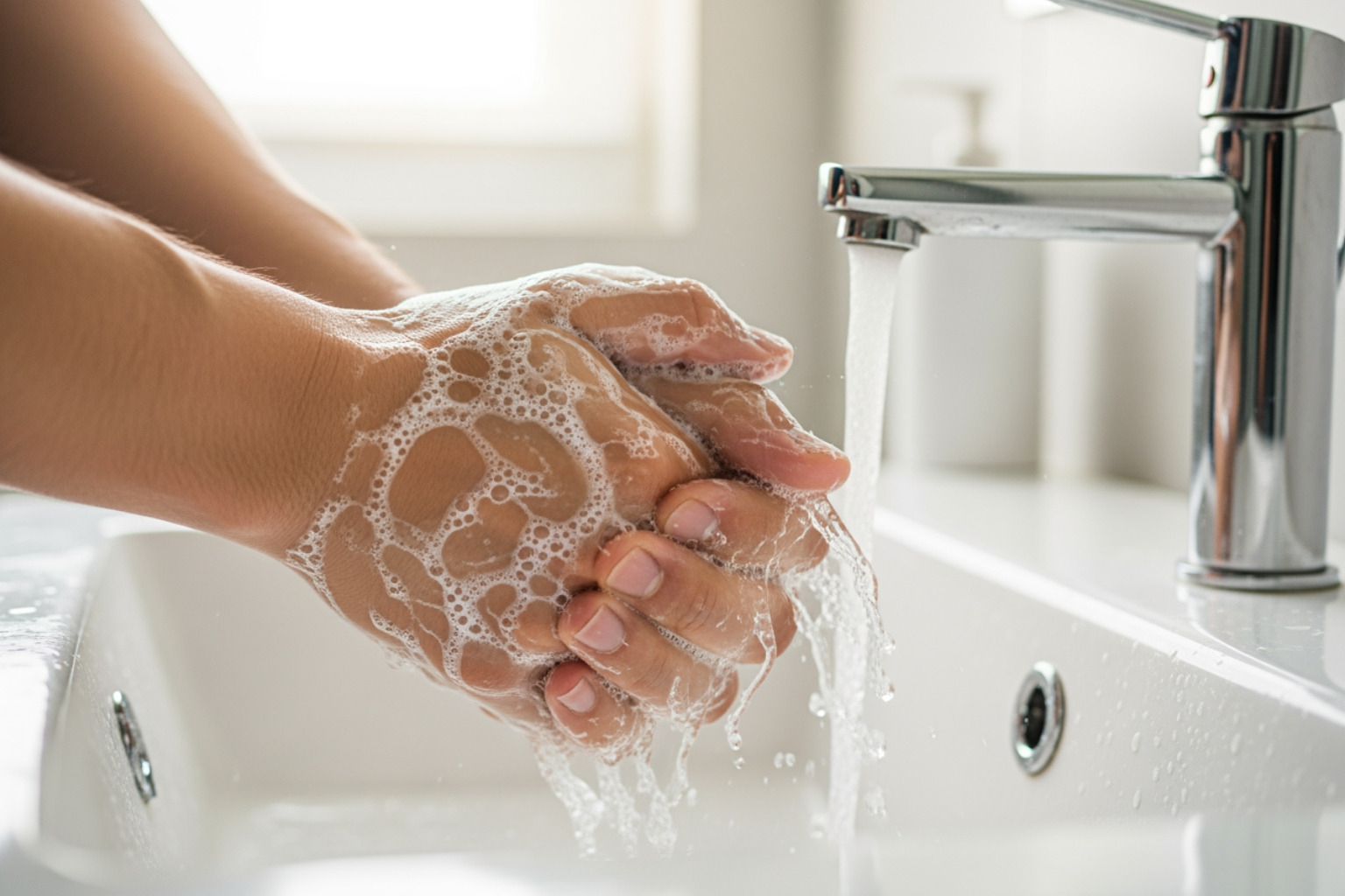 hands being washed thoroughly after applying a cream - pain relief gels and creams