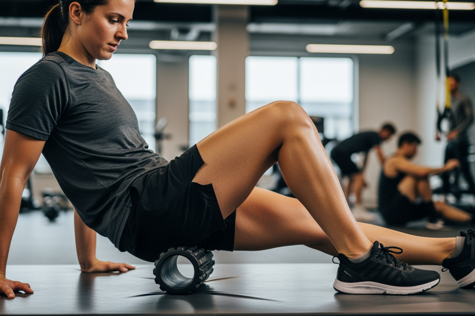 person using a foam roller on their leg - quick muscle recovery