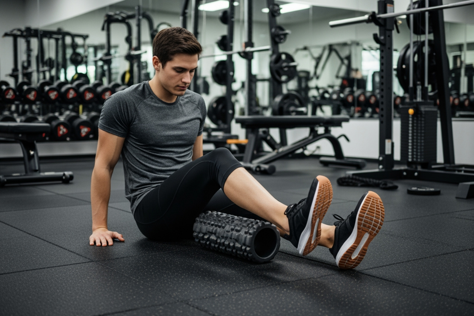 person using a foam roller - workout muscle recovery