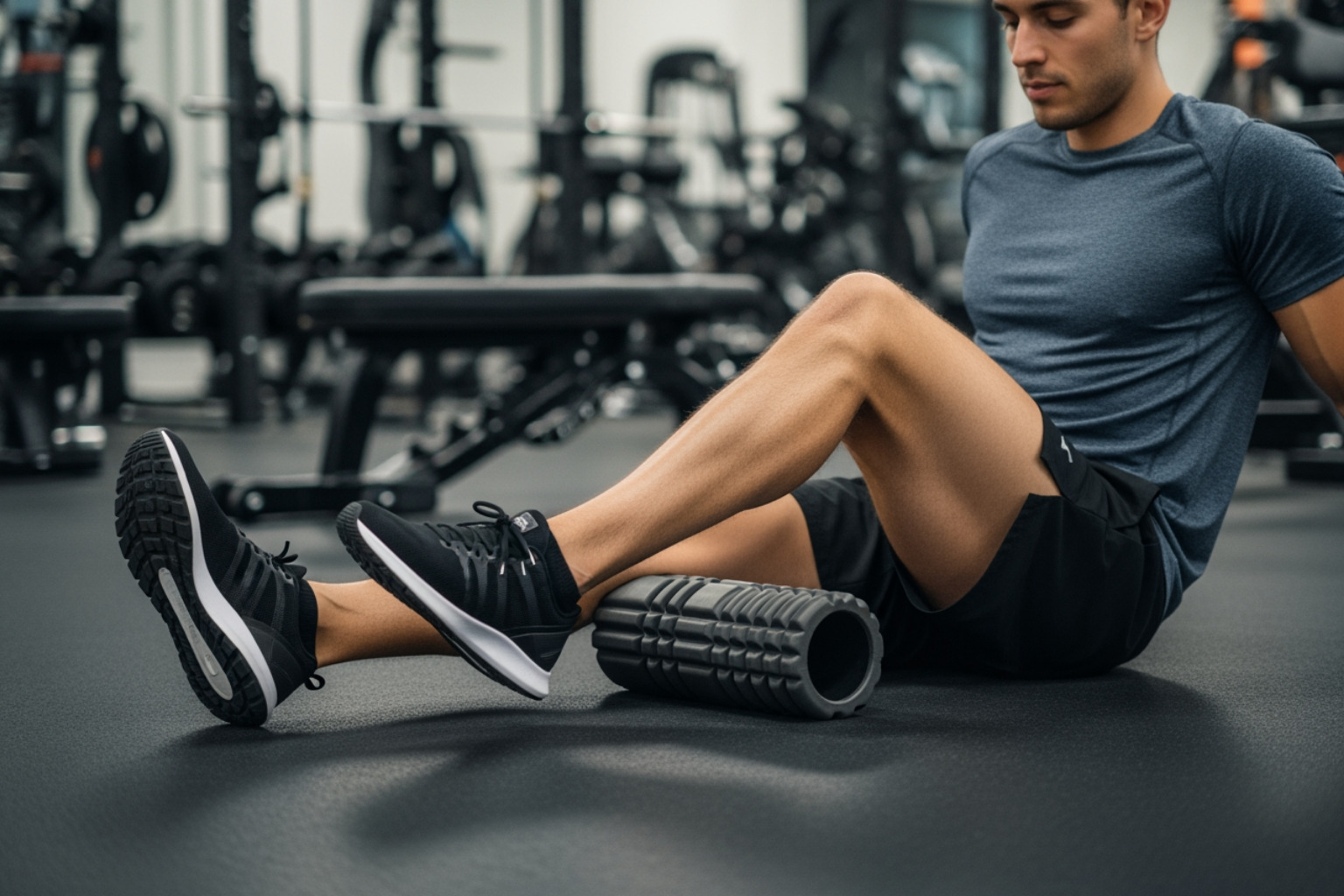 person using a foam roller on their leg - things that help sore muscles