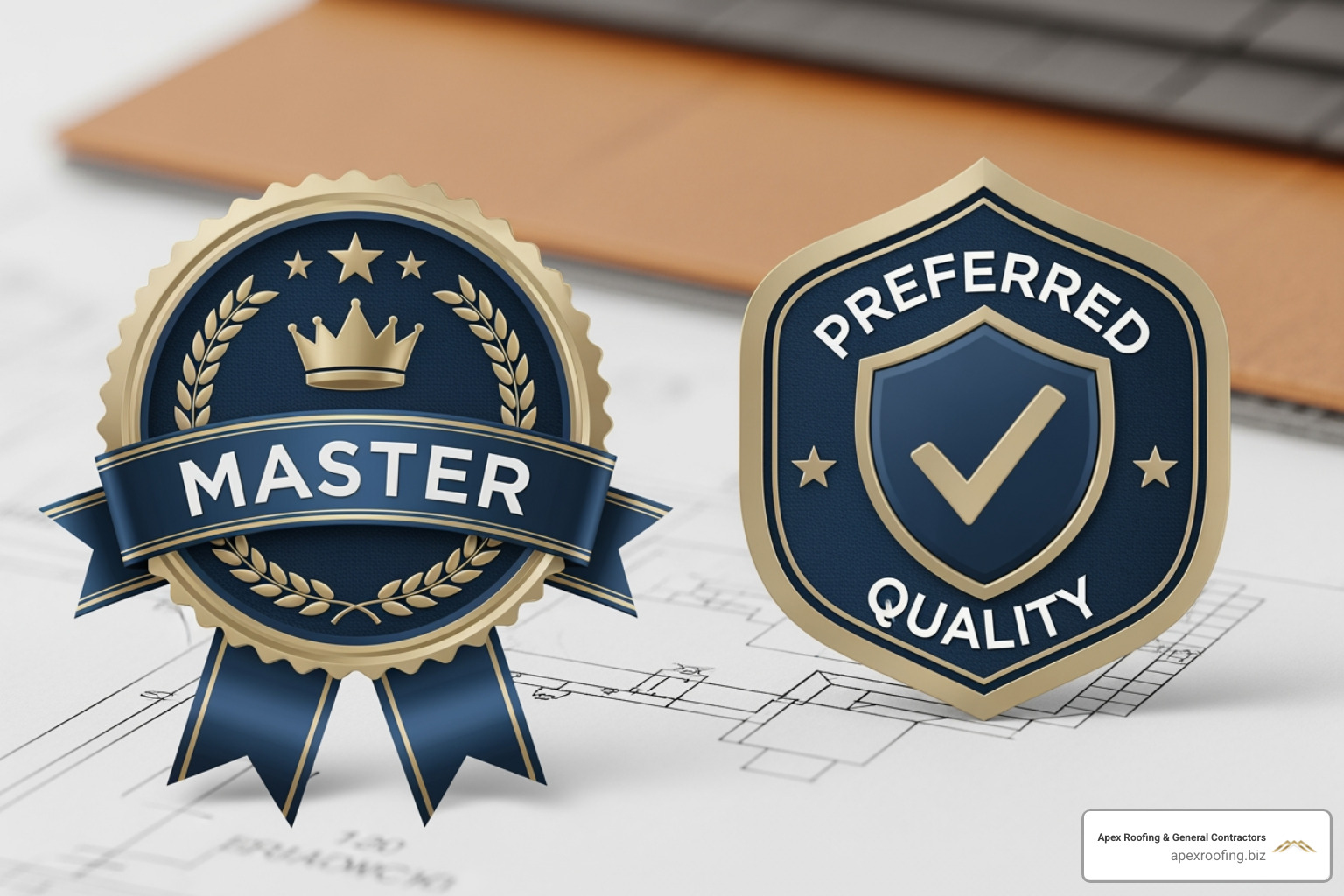 Logos of GAF Master Elite and Owens Corning Preferred Contractor certifications - Certified roofing experts