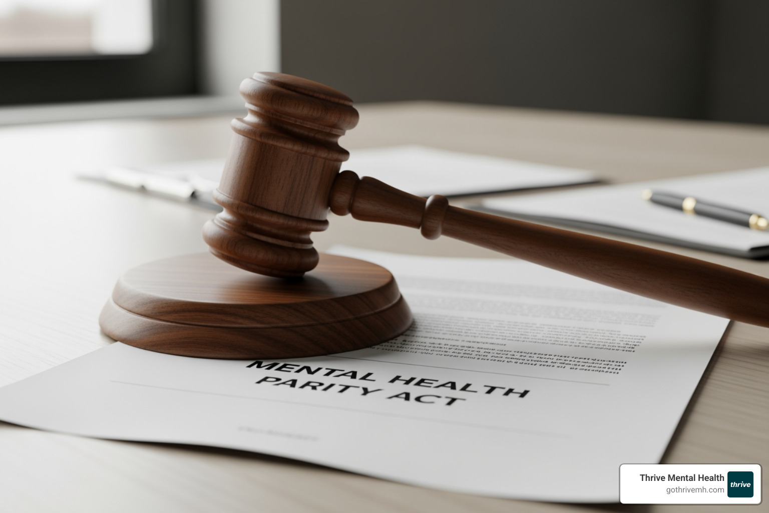 A gavel next to a document titled "Mental Health Parity Act" - mental health insurance Florida A gavel next to a document titled "Mental Health Parity Act" - mental health insurance Florida