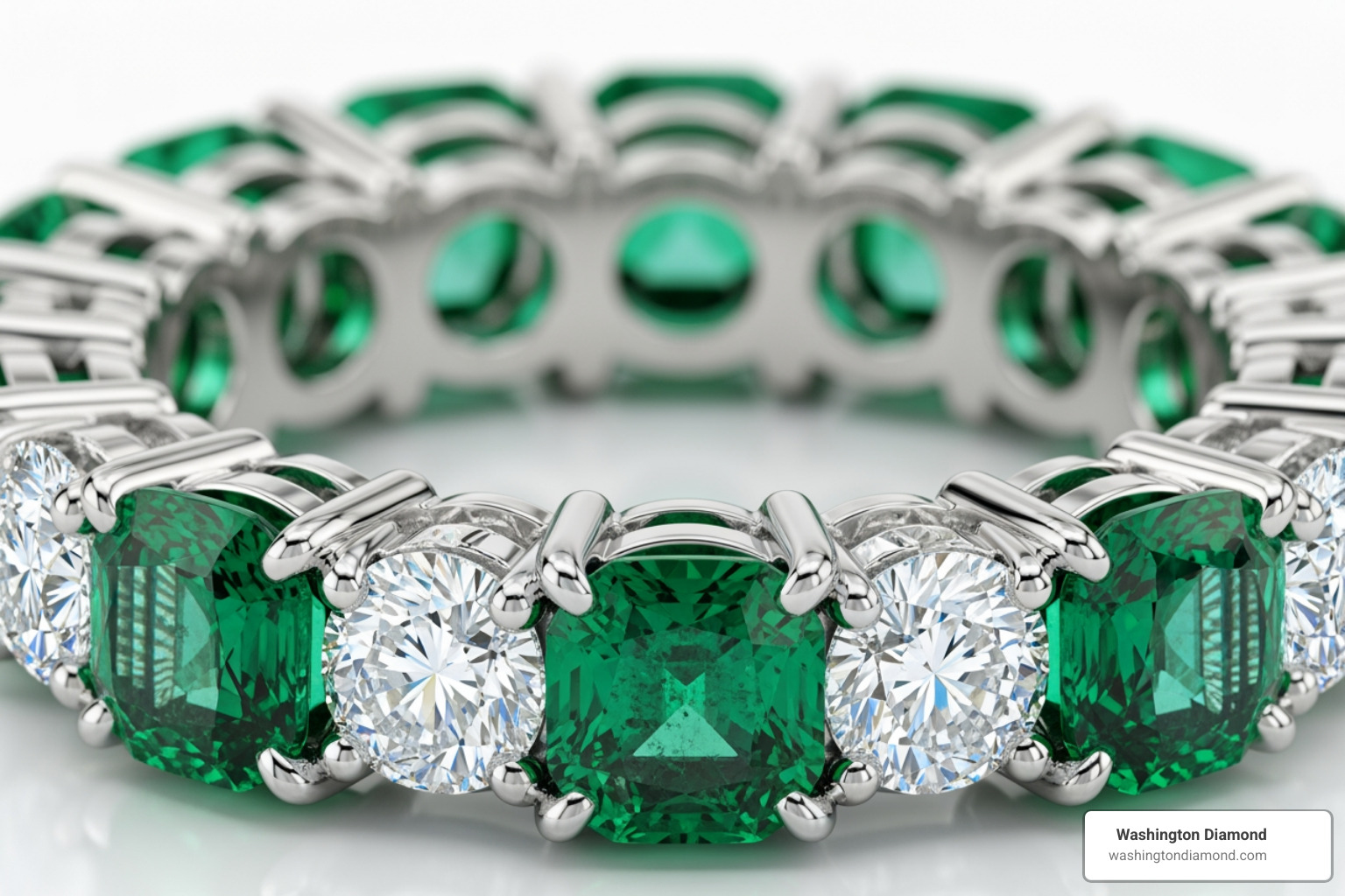 Sparkling emerald and diamond eternity band - 20 year anniversary ring for wife Sparkling emerald and diamond eternity band - 20 year anniversary ring for wife