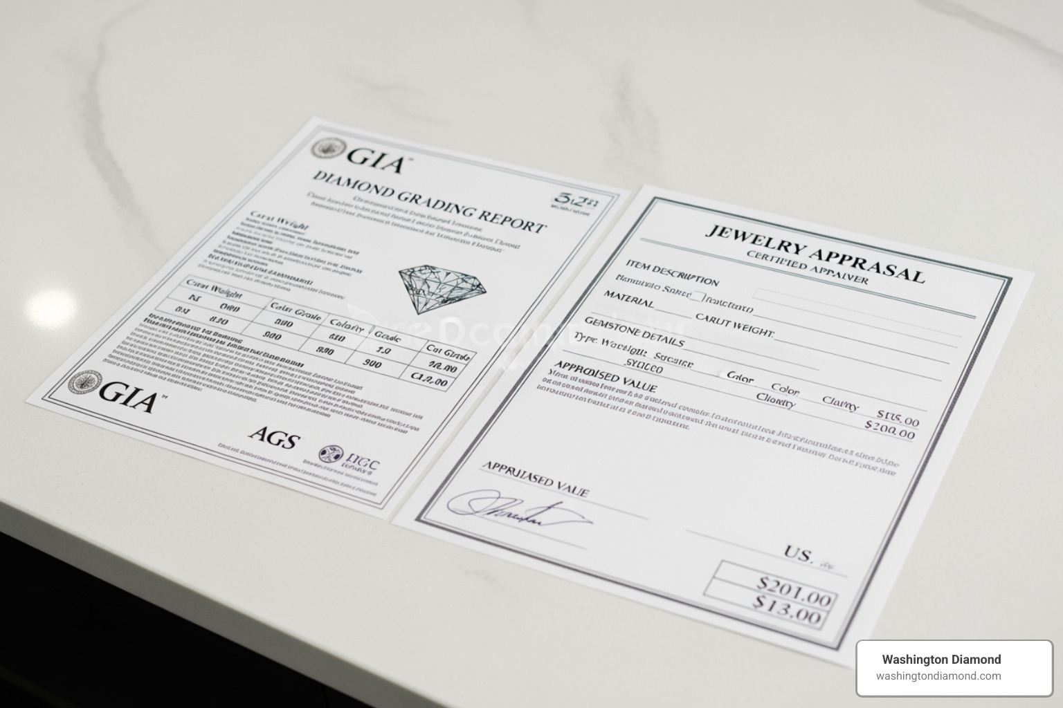 grading report next to an appraisal document - wedding band appraisal grading report next to an appraisal document - wedding band appraisal