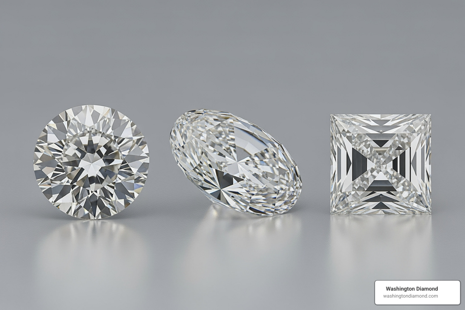 Face-up view of a round, oval, and princess cut diamond of the same carat weight - 75 carat loose diamond price Face-up view of a round, oval, and princess cut diamond of the same carat weight - 75 carat loose diamond price