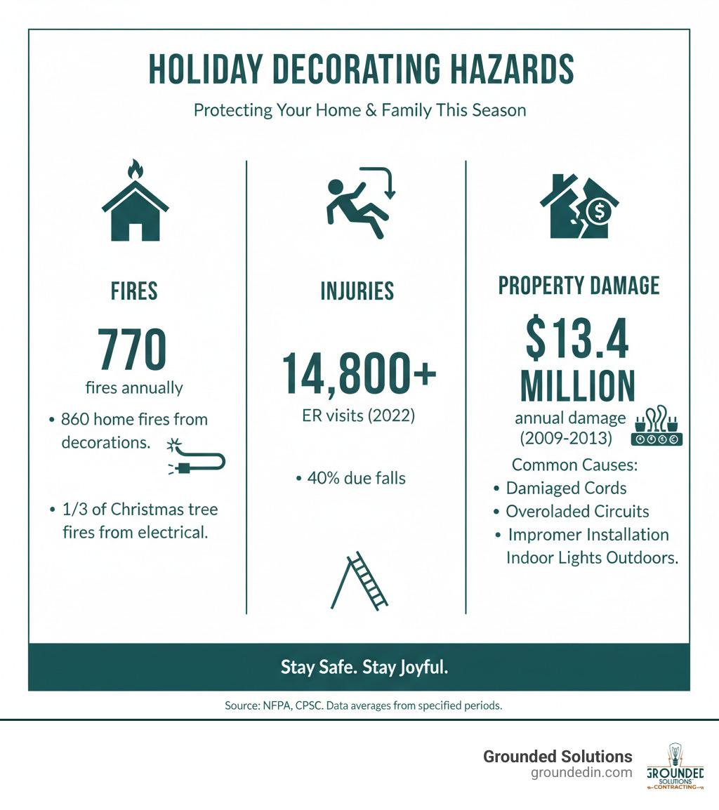 holiday decorating hazards infographic - The Ultimate Holiday Lighting Safety List  infographic 