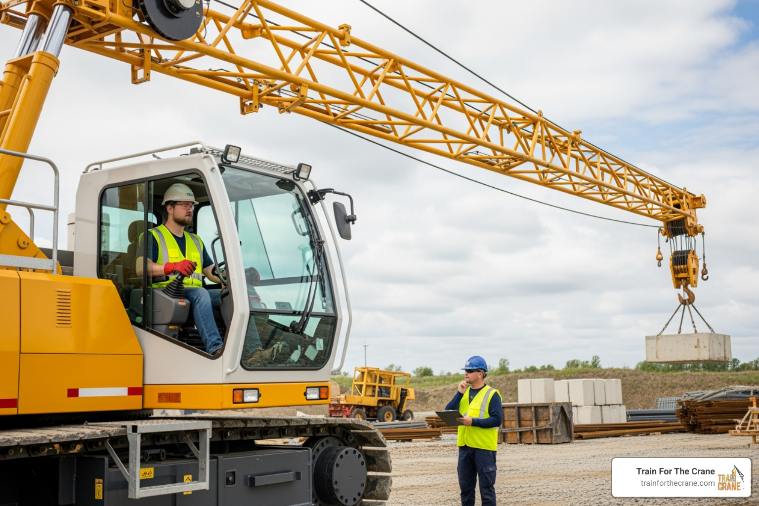 candidate taking a practical crane operation exam - nccco certification training