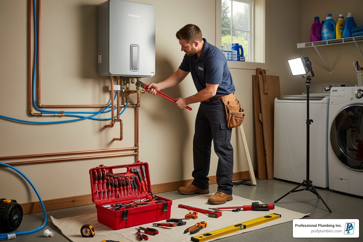 plumber installing new tankless water heater - Best Plumber In Garden Grove