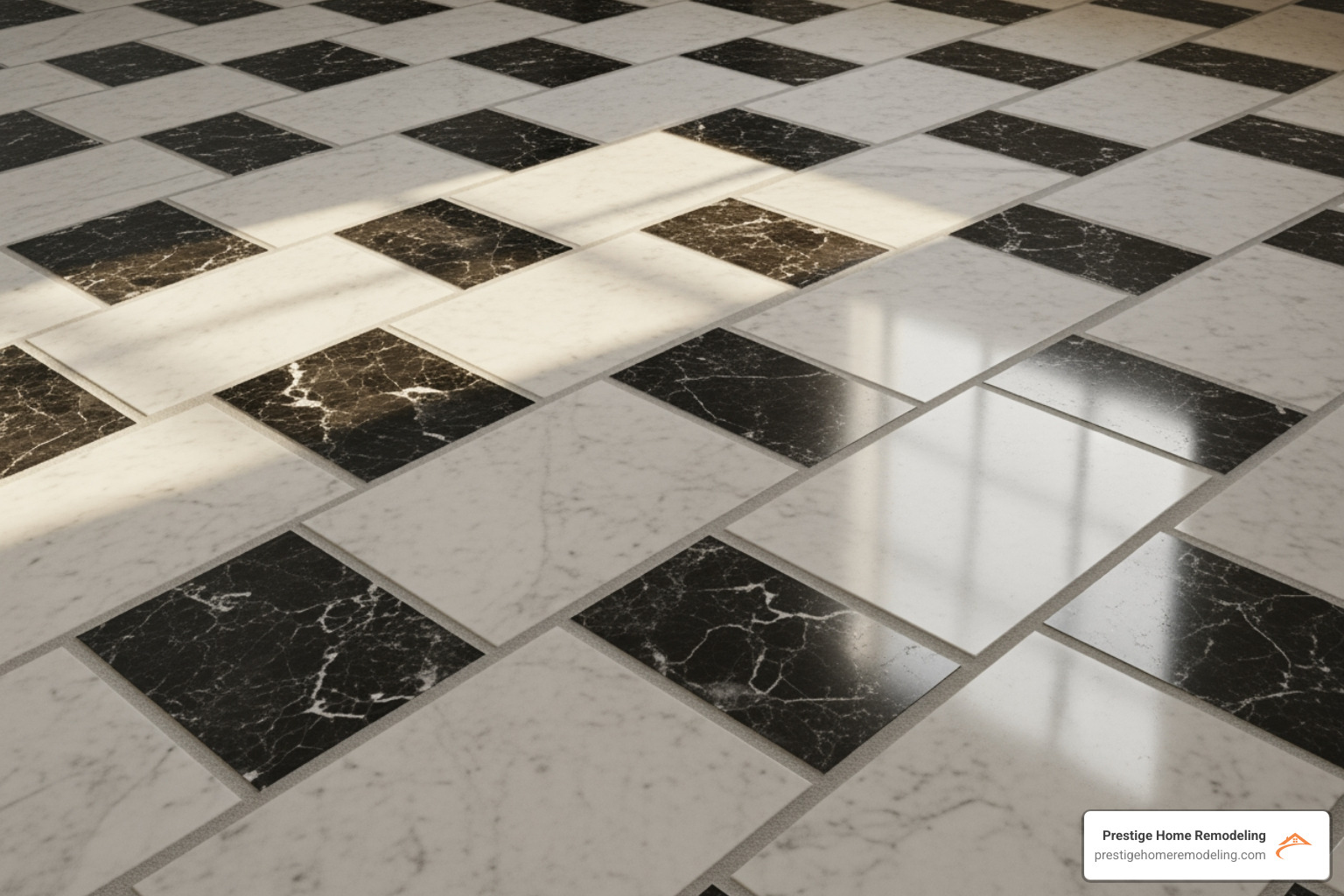 a classic black and white bathroom floor with basketweave marble tile - traditional bathroom renovation ideas