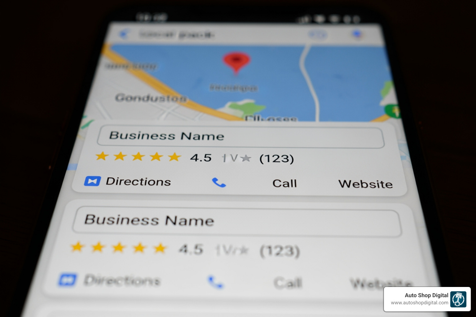 single map pack listing with callouts - Google map pack