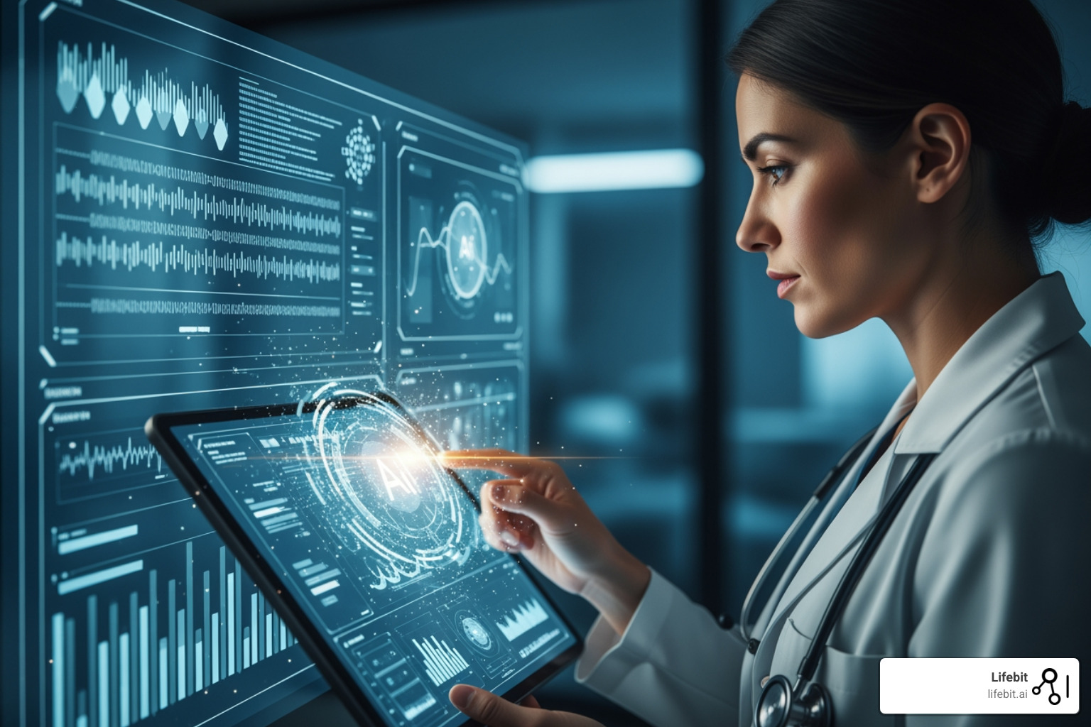 Clinician reviewing patient data with AI assistance - ai in personalized medicine