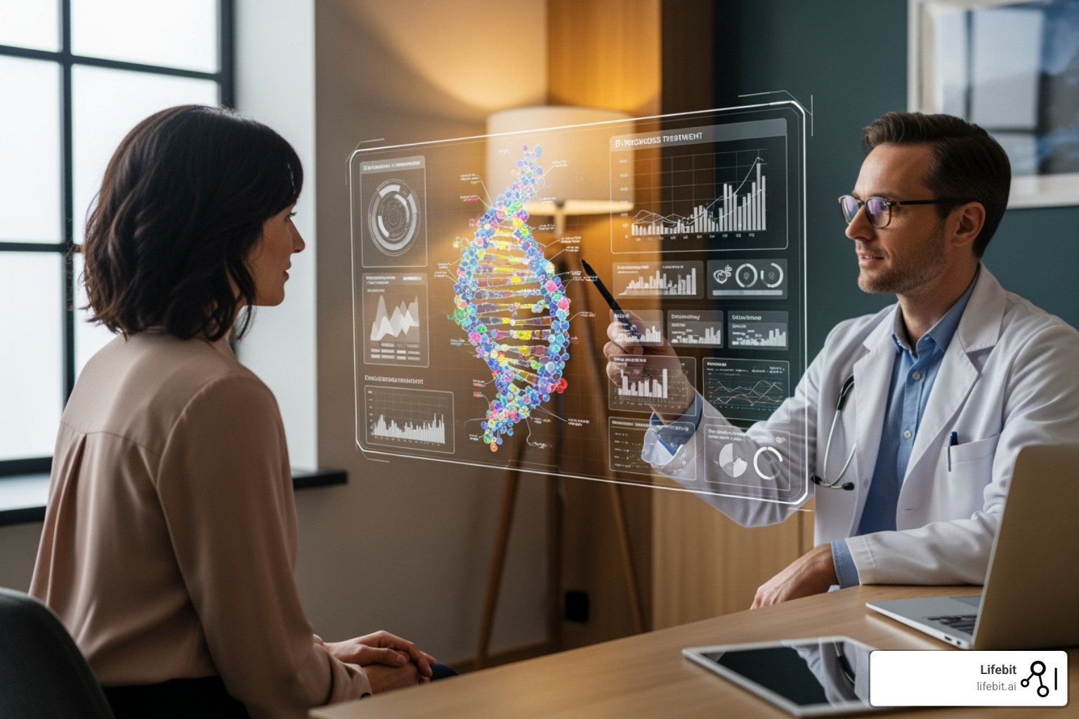 Digital twin of a human body with data streams representing genomics, clinical, and lifestyle information - ai in personalized medicine