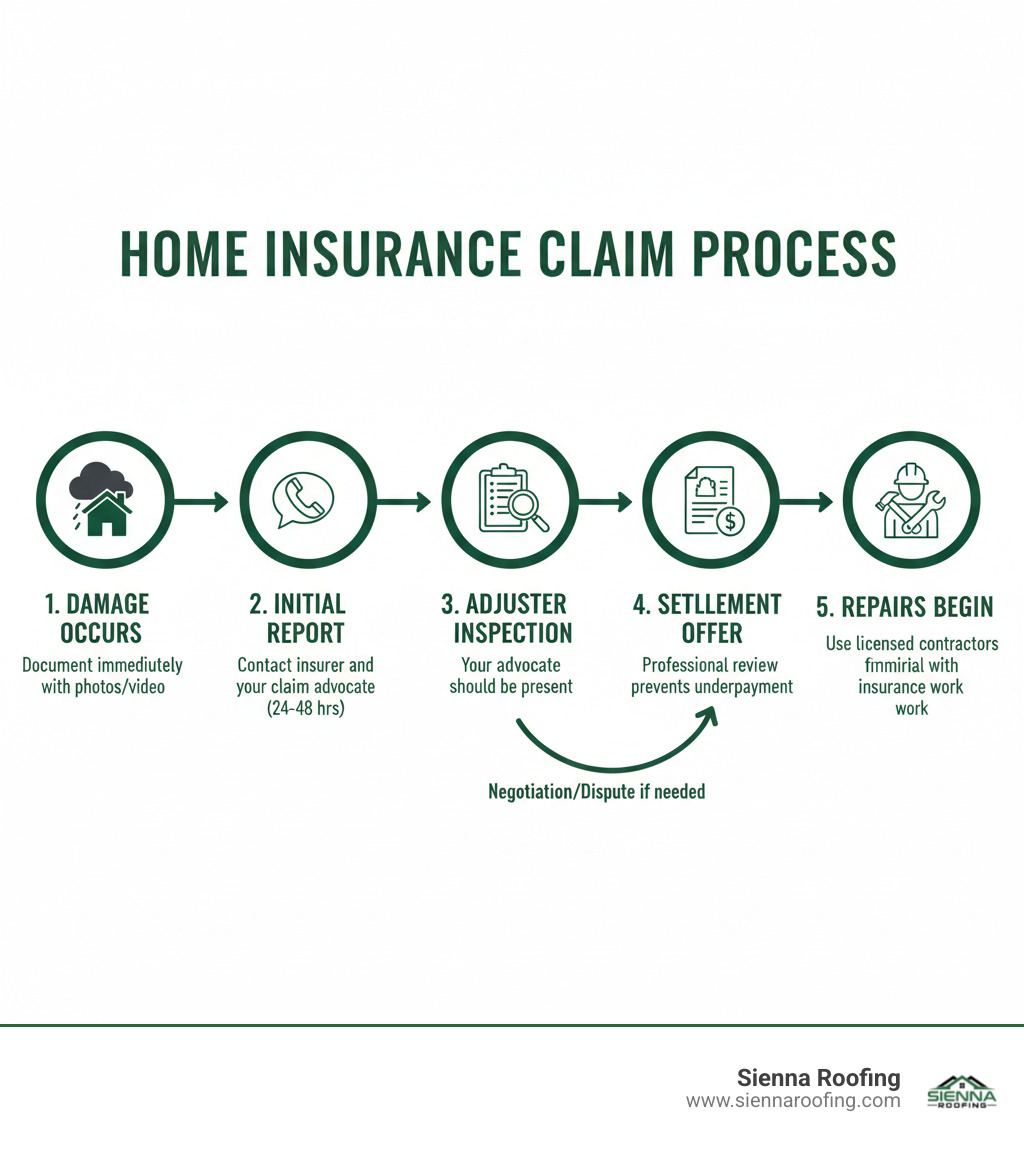 infographic showing the home insurance claim process - affordable home insurance claim assistance services infographic 
