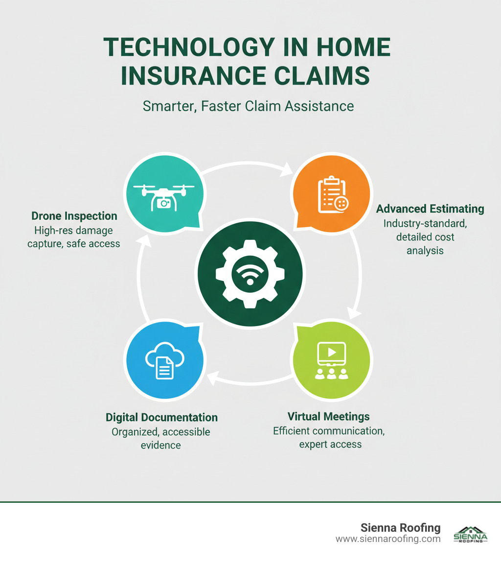 infographic showing technology in claims - affordable home insurance claim assistance services infographic 