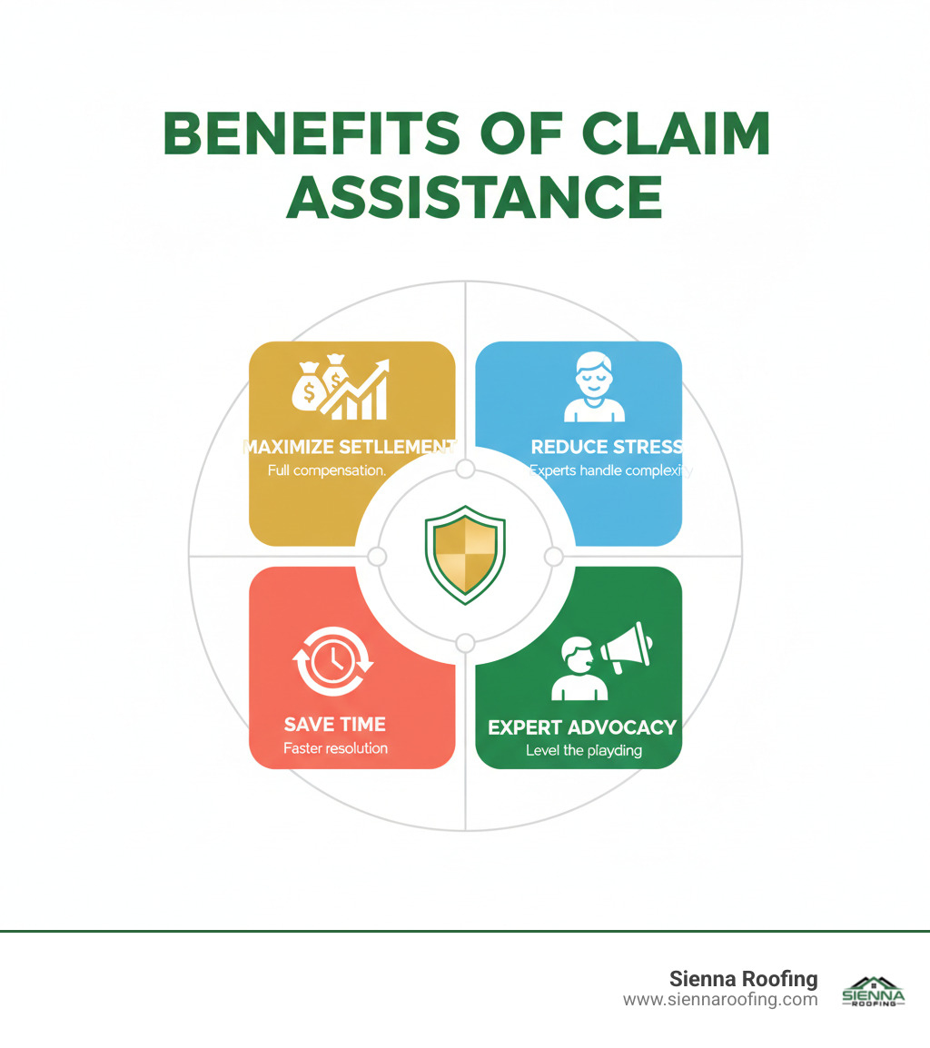 infographic showing benefits of claim assistance - affordable home insurance claim assistance services infographic 