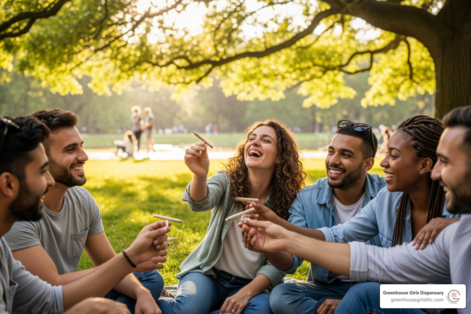 people sharing pre-rolls in a relaxed, social outdoor setting - pre rolled joints