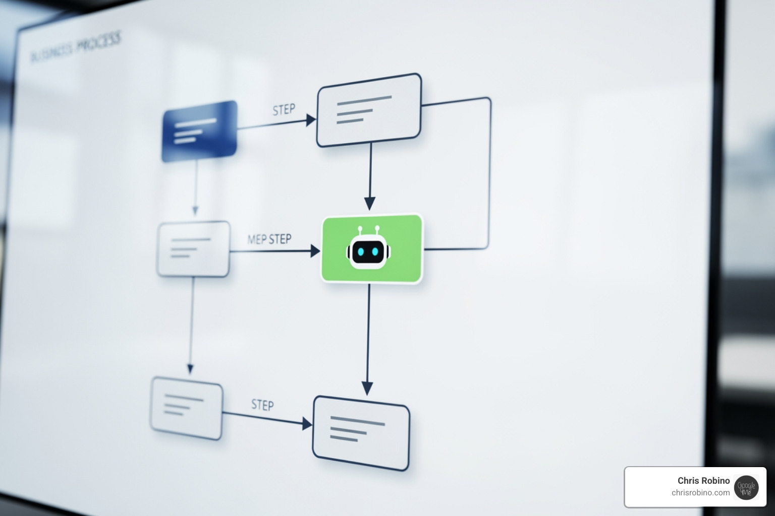 flowchart showing a business process being automated by RPA - Robotics process automation