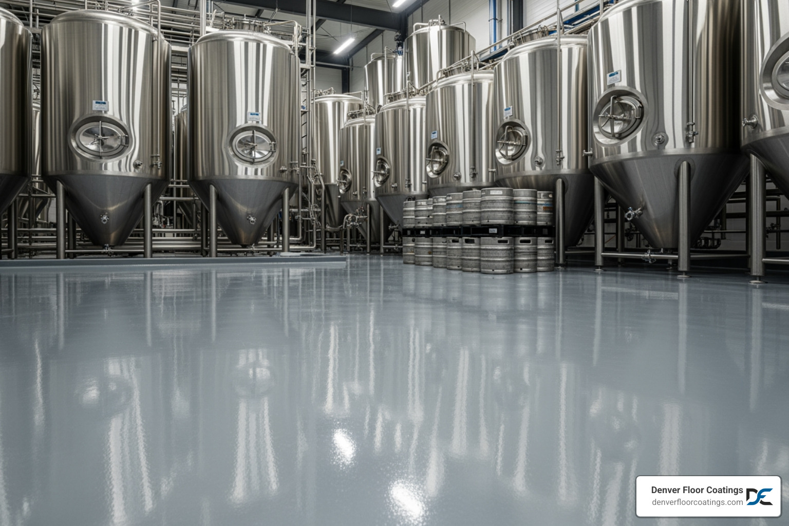 clean commercial brewery floor with epoxy coating - Denver epoxy floor installers