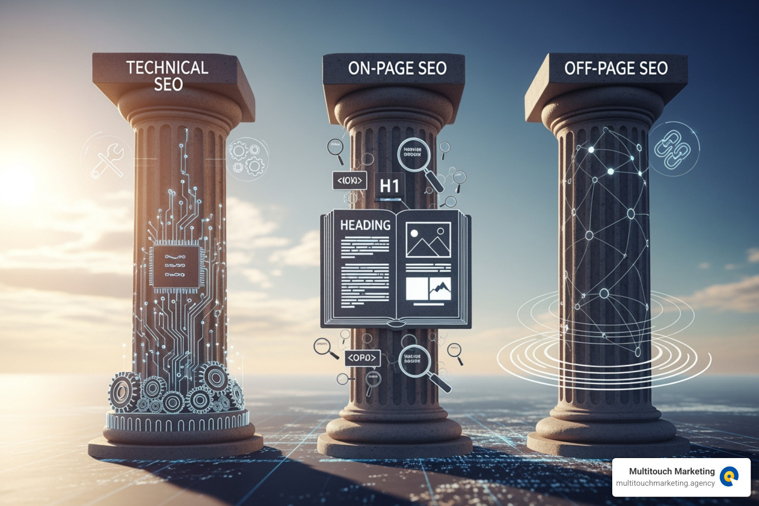 Diagram illustrating the pillars of SEO: Technical, On-Page, Off-Page - asheville seo agency Diagram illustrating the pillars of SEO: Technical, On-Page, Off-Page - asheville seo agency